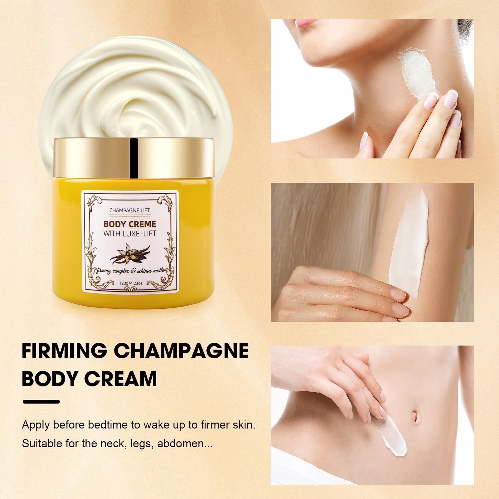 Xaninp Champagne Lift packaging highlights a firming formula.