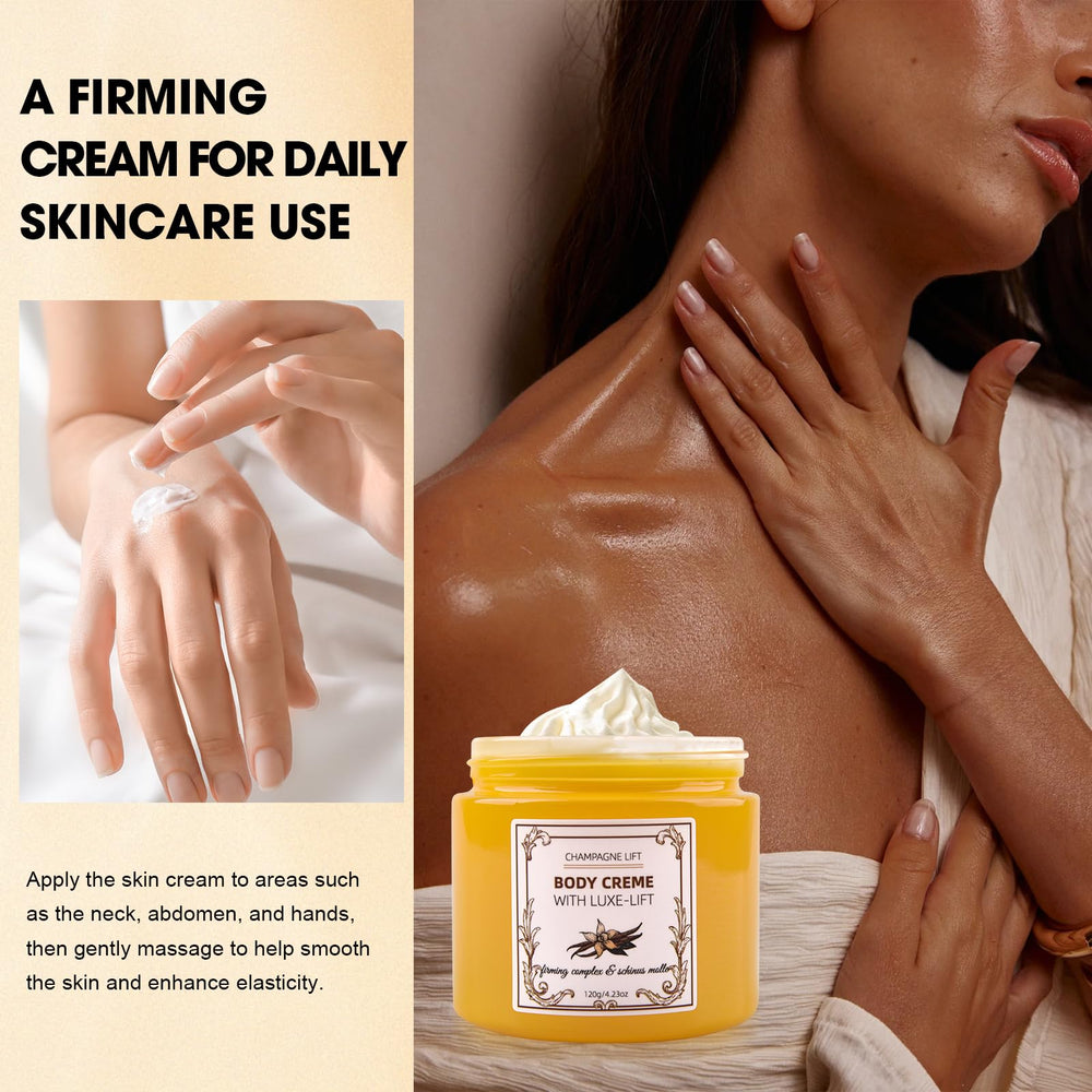 Xaninp Champagne Body Cream with vanilla scent for spa-like experience.
