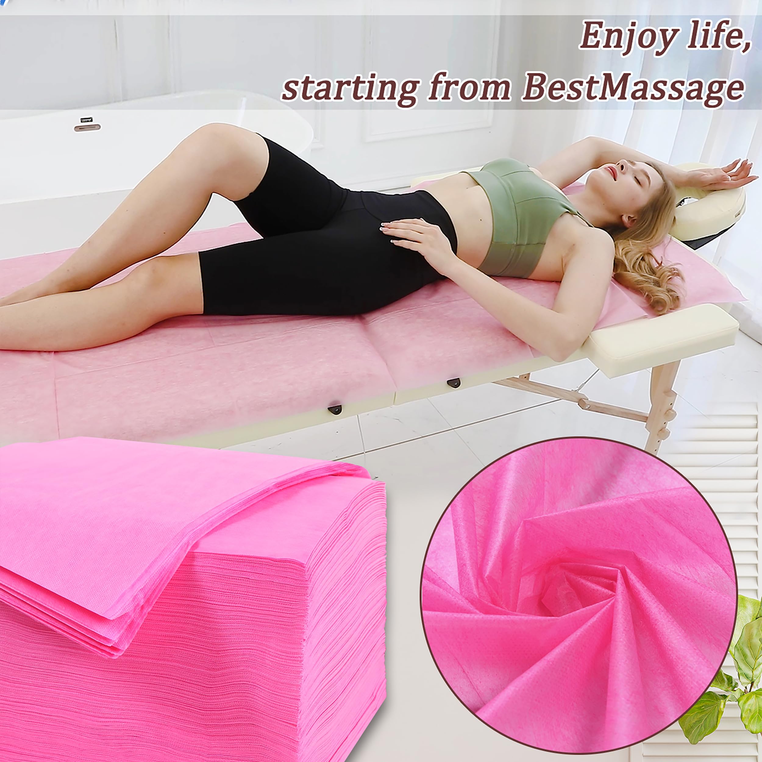 XATUMO non-woven fabric spa sheet closeup shows soft, skin-friendly texture.