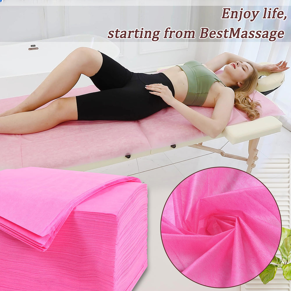 XATUMO non-woven fabric spa sheet closeup shows soft, skin-friendly texture.