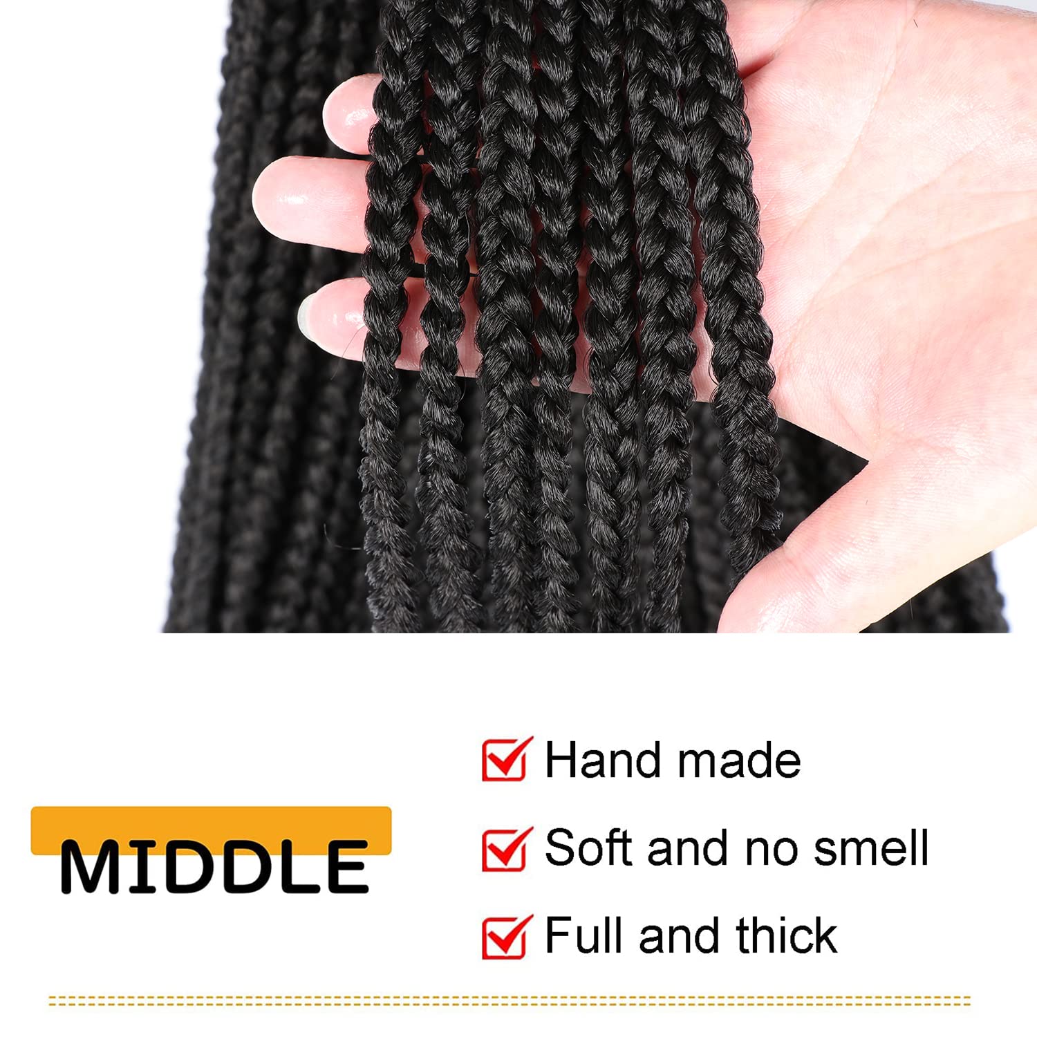 XCHSLB Box braids color 1B soft texture close view.