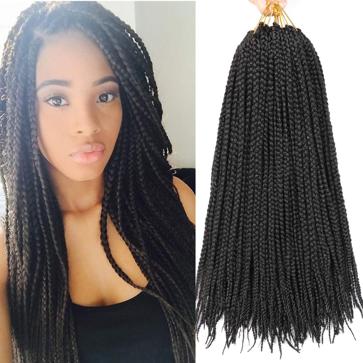 XCHSLB Goddess Box Braids 18in closeup showing soft, natural texture for easy styling.