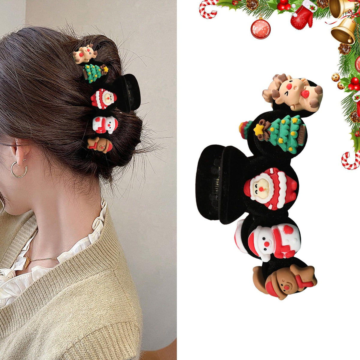 XEININVU gingerbread hair clip with festive design for everyday wear.