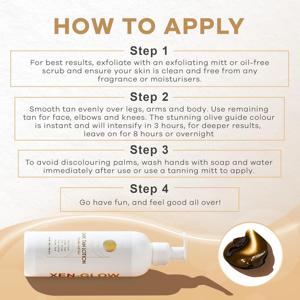 XEN-GLOW hydrating ingredients aloe and vitamins nourish skin during tanning