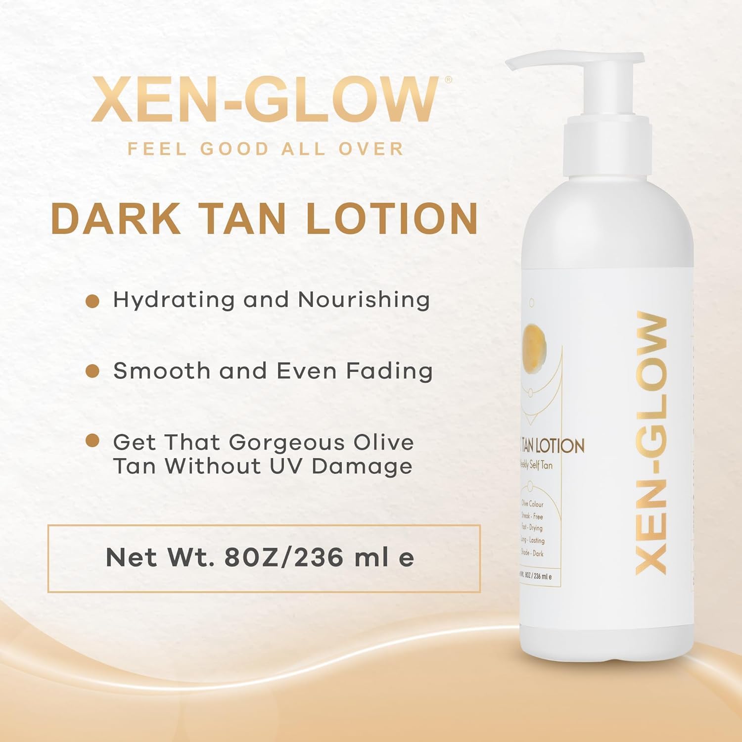 XEN-GLOW instant olive glow swatch demonstrates quick color without orange