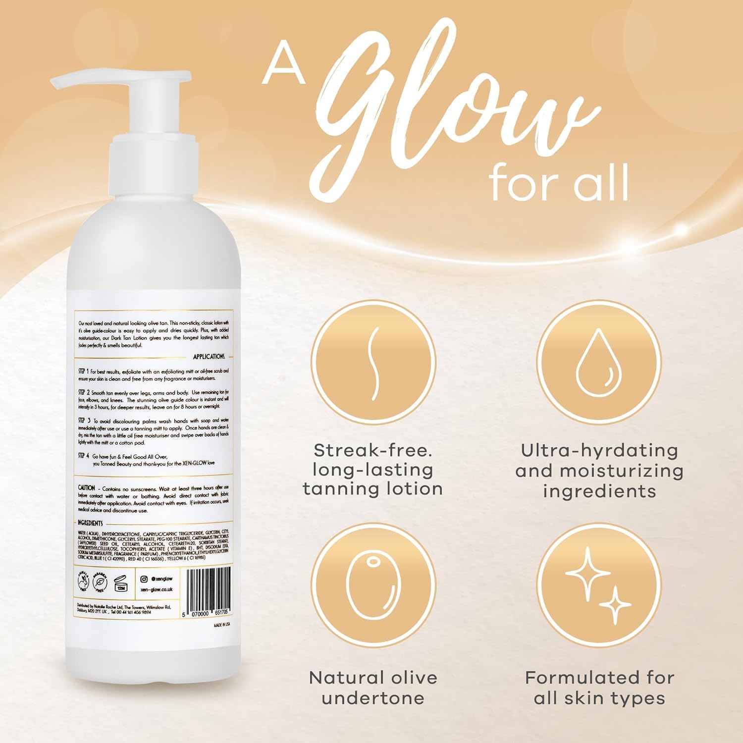 XEN-GLOW quick-dry formula reduces transfer to clothes or sheets
