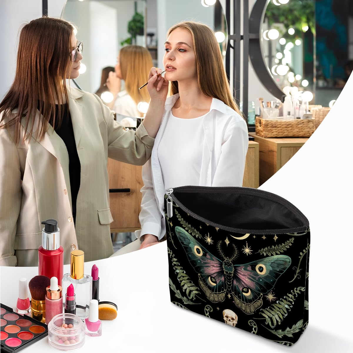 XFN Night Butterfly Moth makeup bag pattern detail highlights vibrant gothic style for gifting