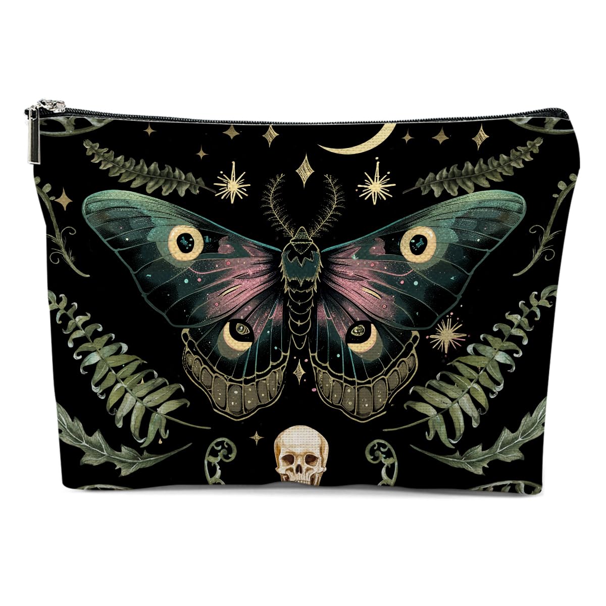 XFN Night Butterfly Moth makeup bag side view shows compact travel-friendly cosmetics organizer