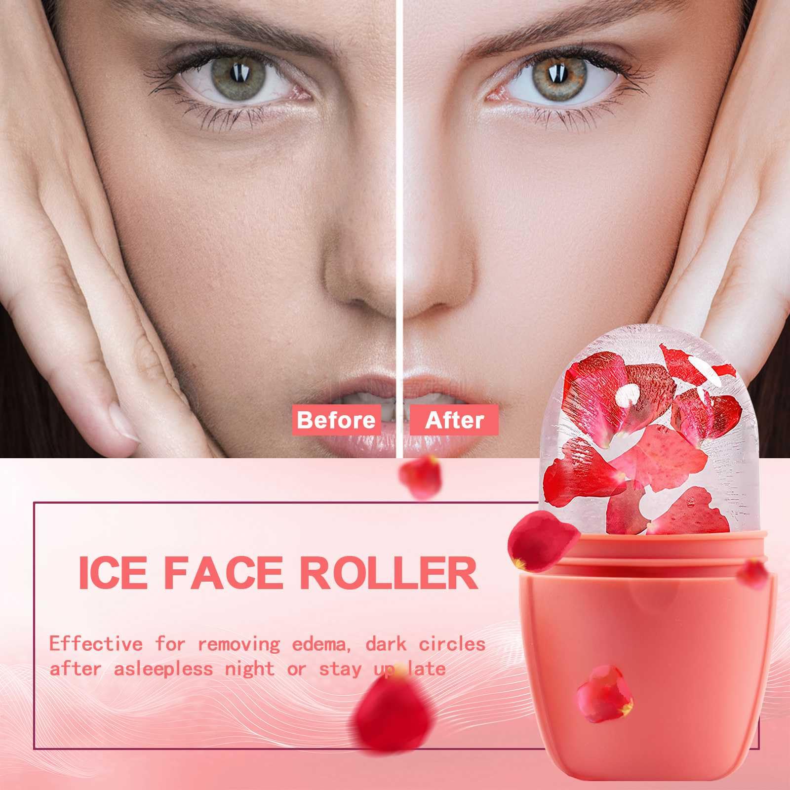 XHJRI Ice Face Roller silicone head demonstrates easy glide for gentle skin tightening.