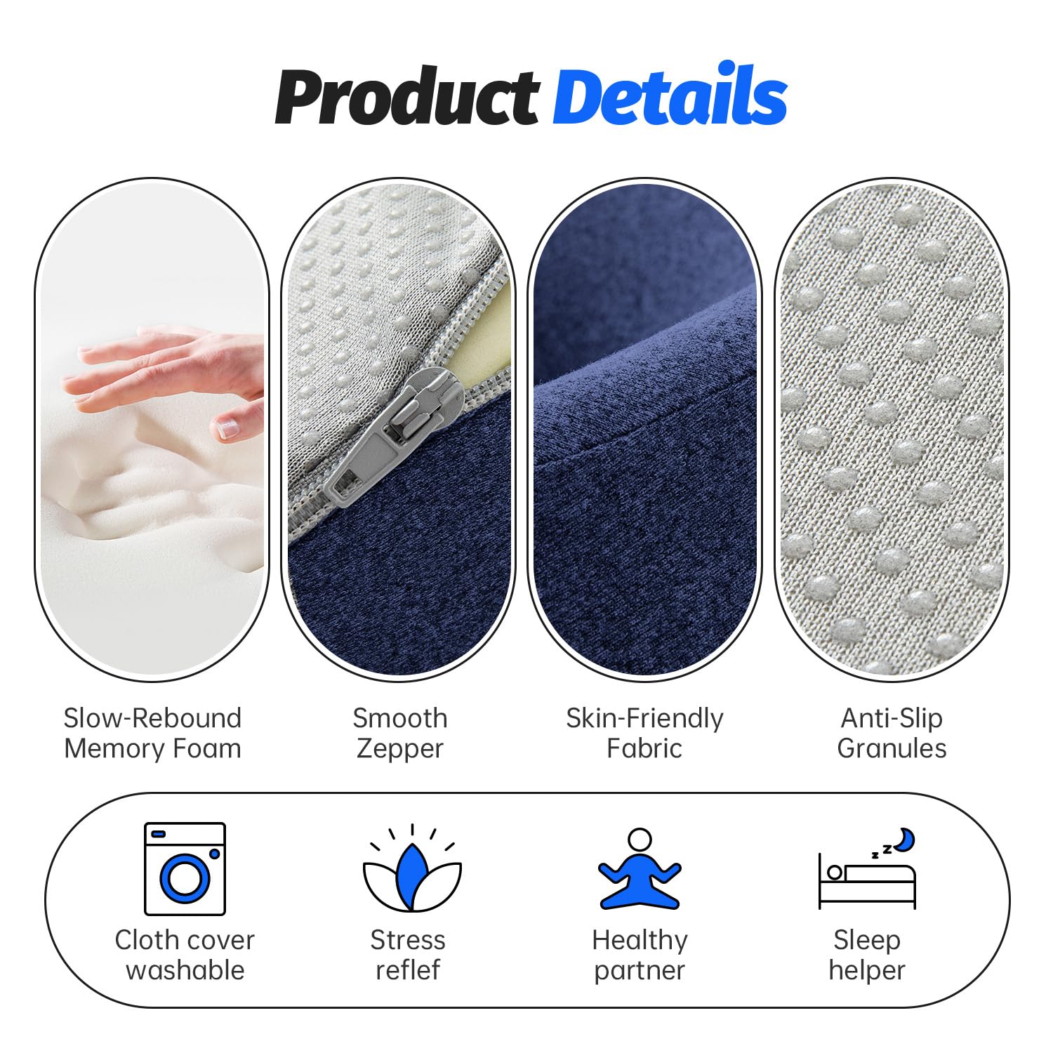 xiaomubiao face-down pillow modern-design-navy — fits bedside aesthetics while supporting restful positioning.