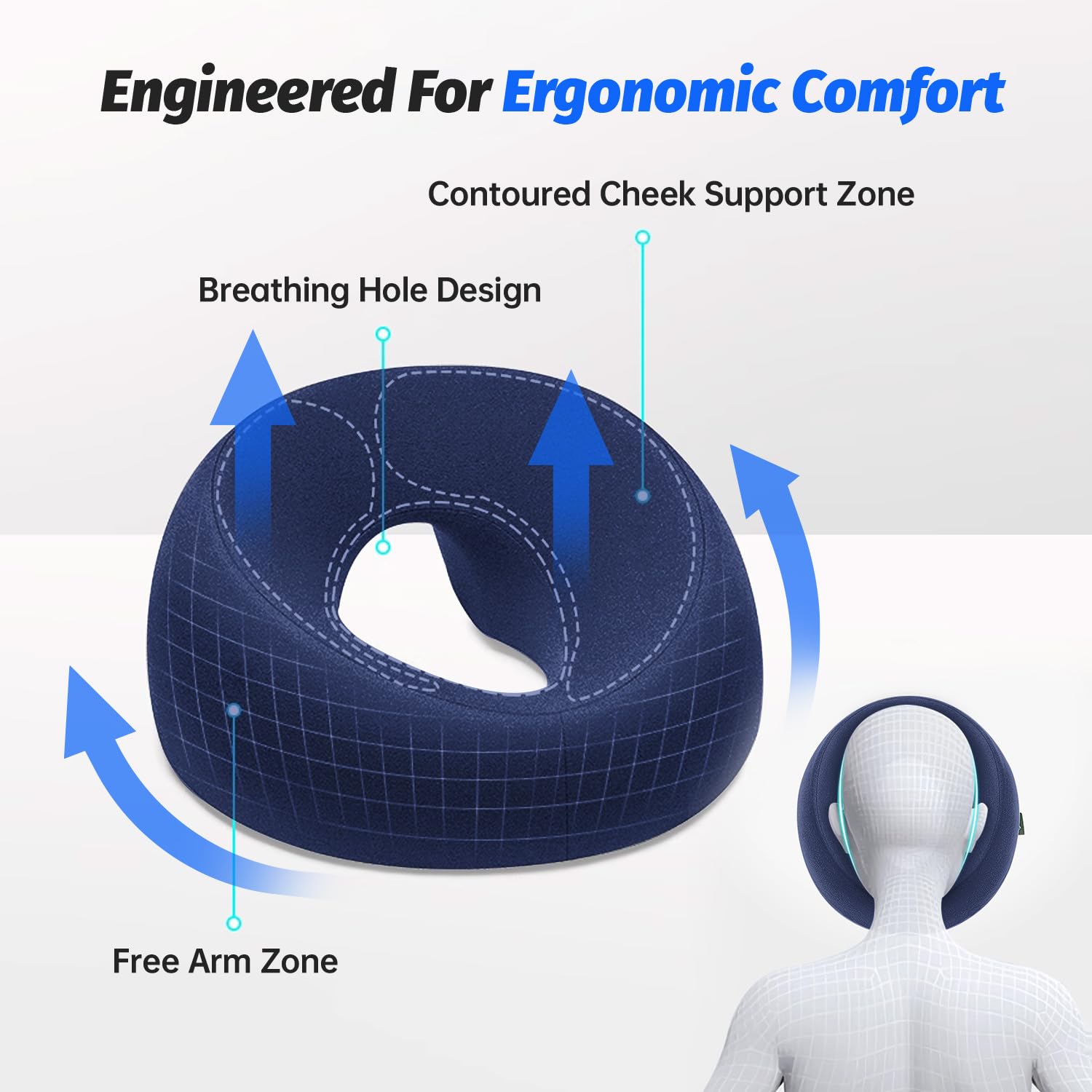 xiaomubiao face-down pillow removable-cover-navy — easy cleaning plus stylish navy finish.