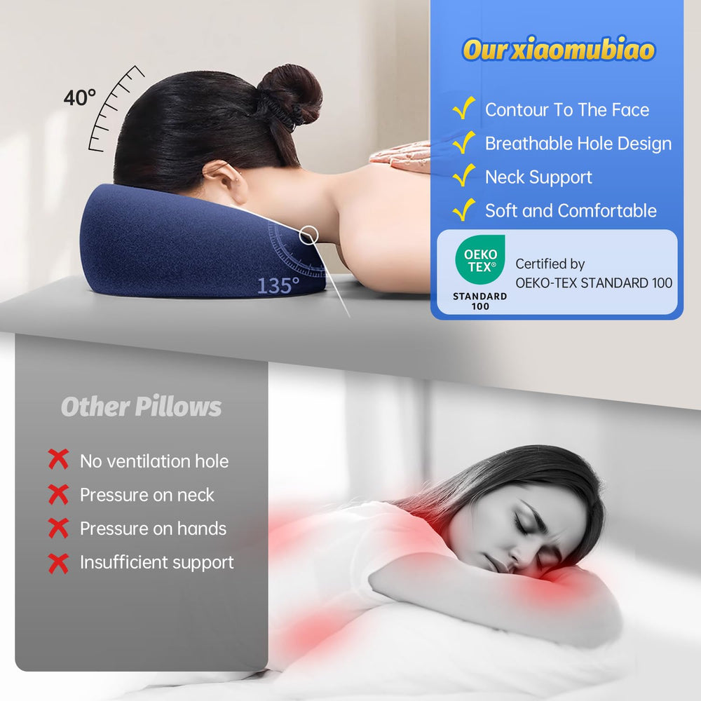 xiaomubiao face-down pillow tailored-fit — contours adapt to your face for gentle support.