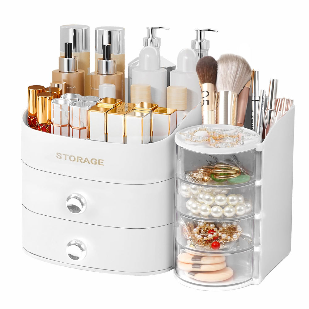 XIAPIA makeup organizer countertop main drawer keeps daily cosmetics neatly within reach for quick routines.