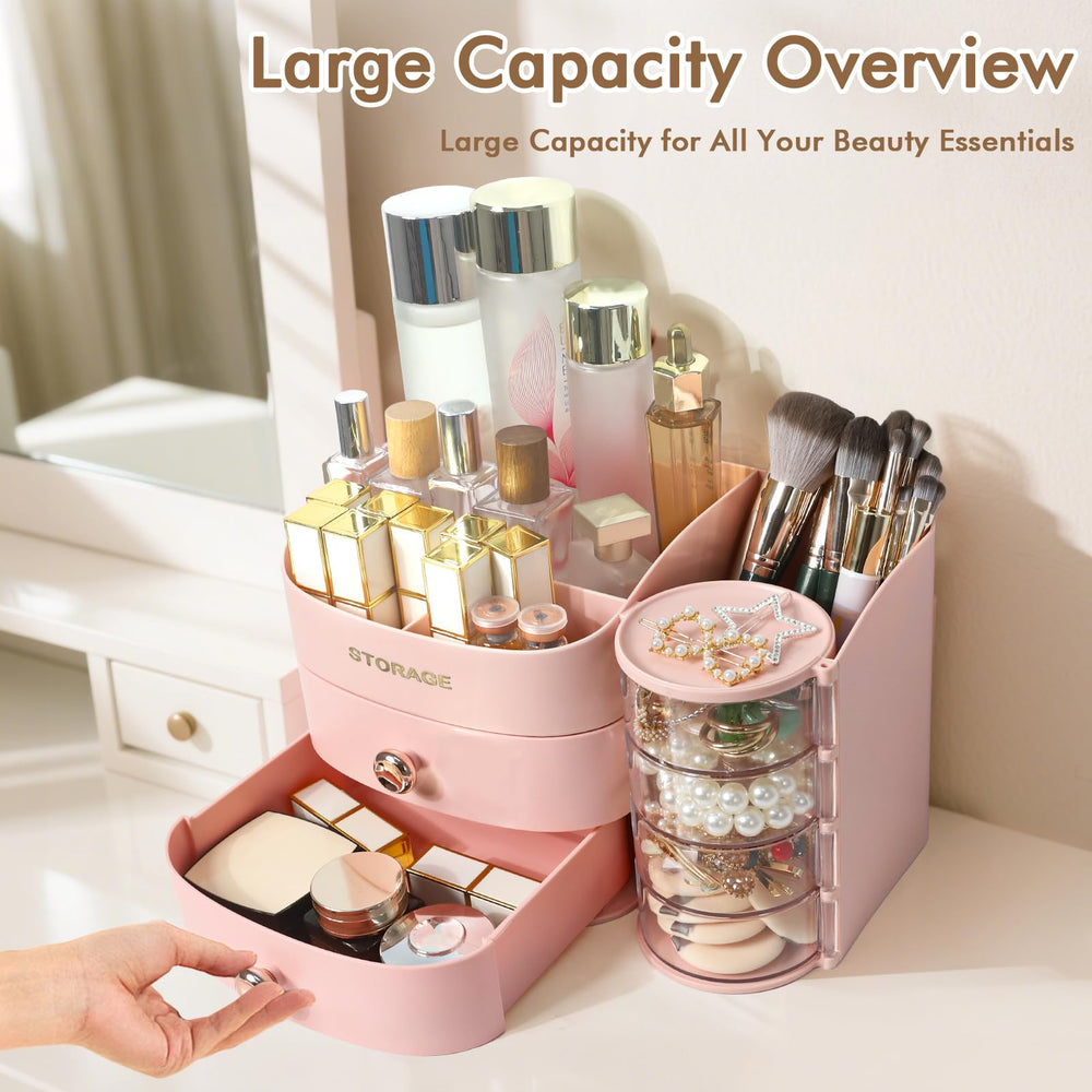 XIAPIA Makeup Organizer drawers close-up demonstrating neat concealment