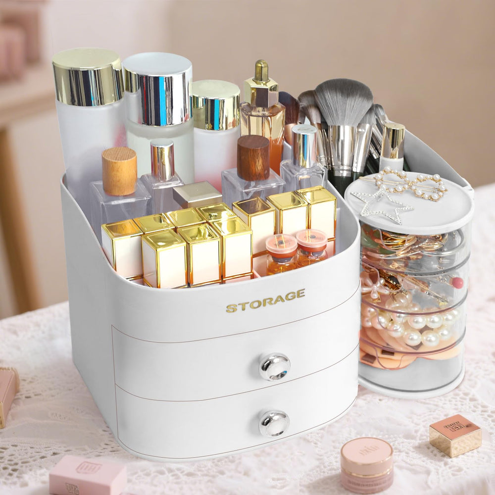 XIAPIA rotating tower displays rings and lipsticks for easy sight-and-pick access.