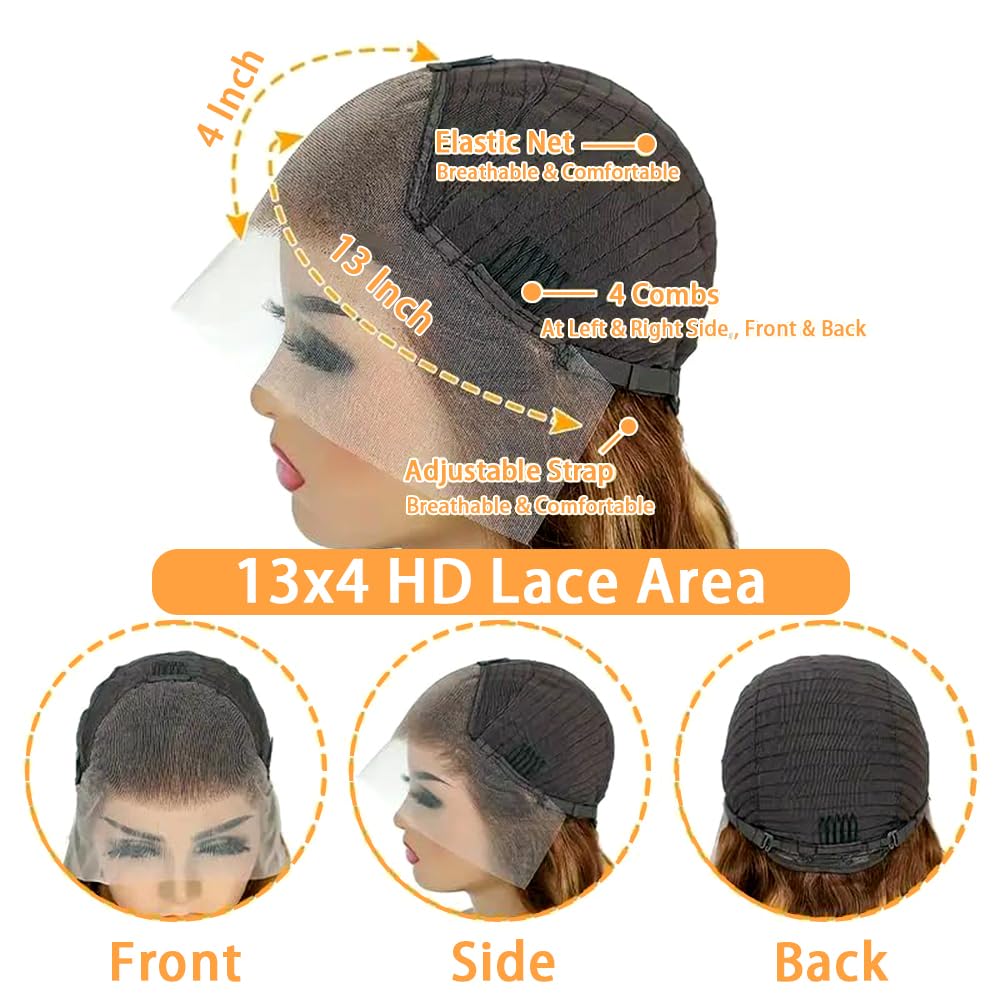 Xiayume honey blonde ombre wig with 13x4 lace, undetectable part for versatile styling.