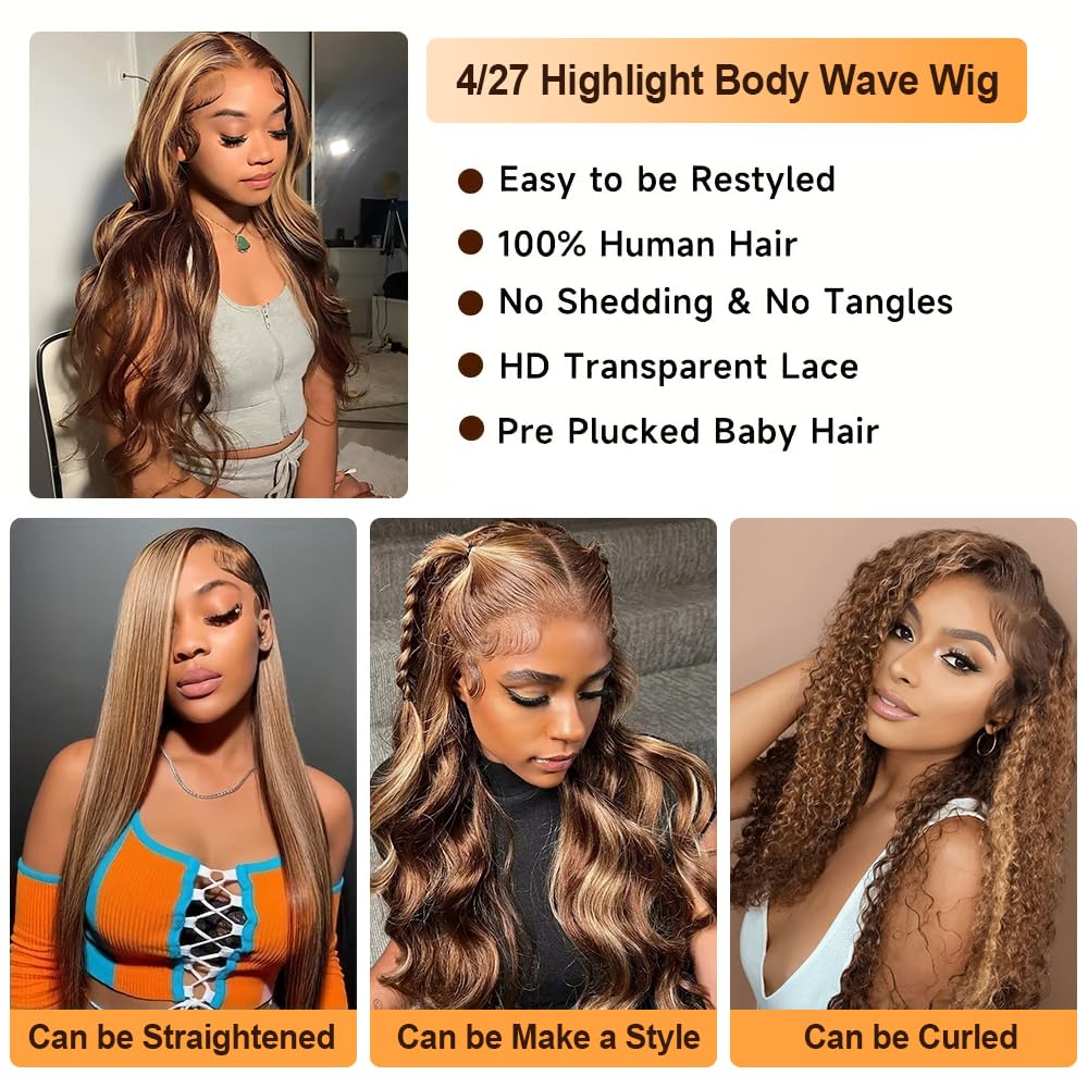 Xiayume honey blonde ombre wig, pre-plucked baby hairs for a natural hairline.