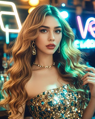 XICZH face glitter patches on collarbone create eye-catching sparkle