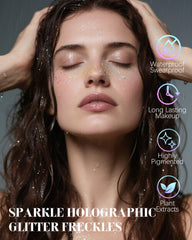 XICZH holographic face tattoos showcase multichrome shine for concerts.
