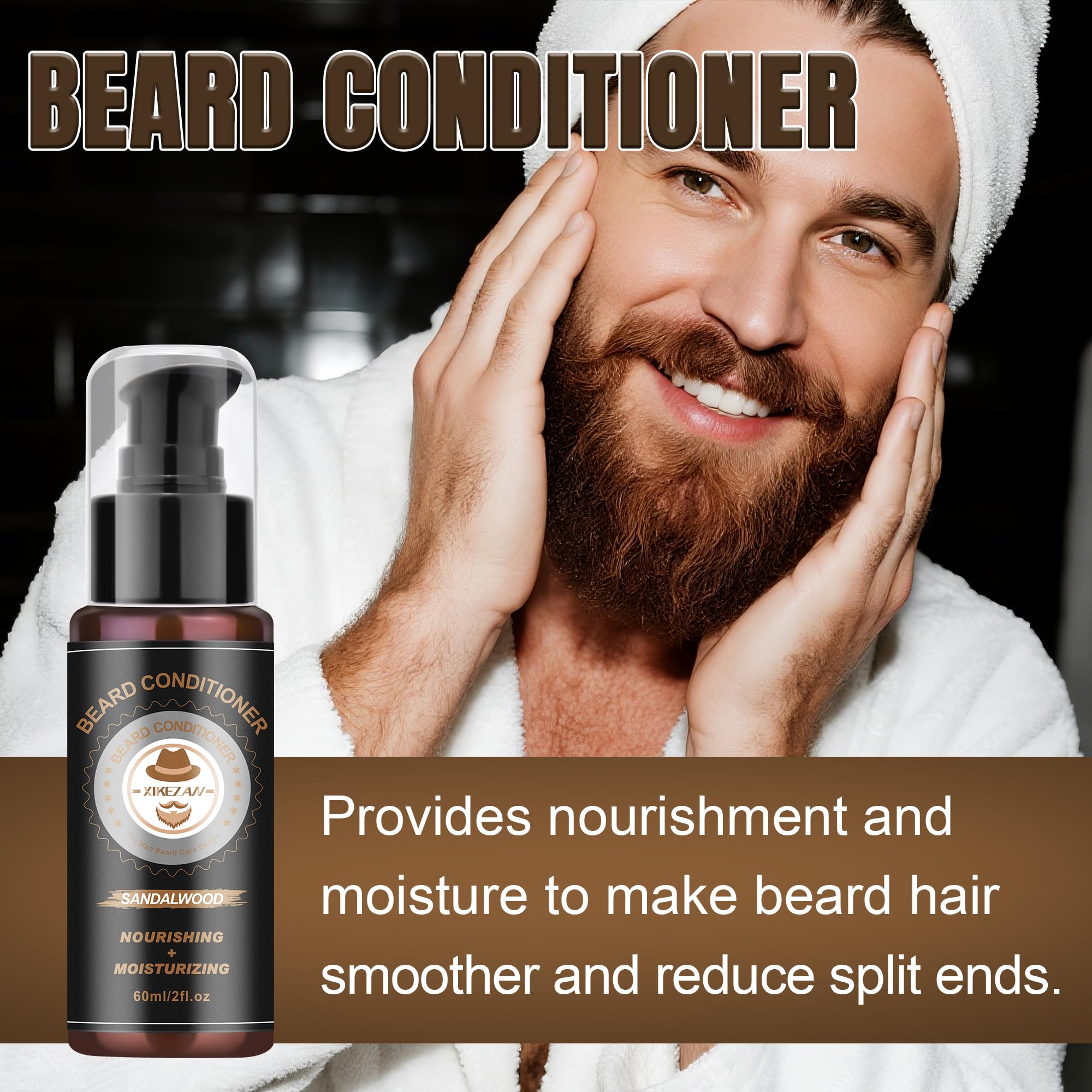 XIKEZAN beard-balm-nourishing container illustrates deep conditioning to reduce itch and dryness.