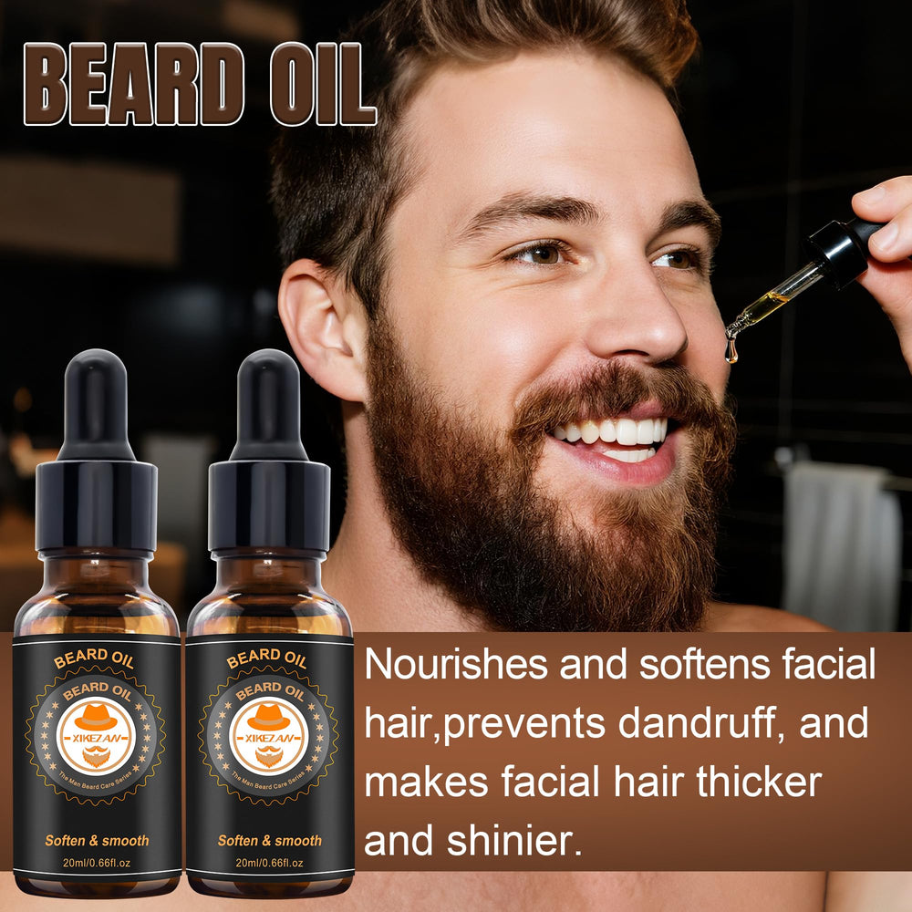 XIKEZAN beard balm image highlights long-lasting hold and softness for flyaway control