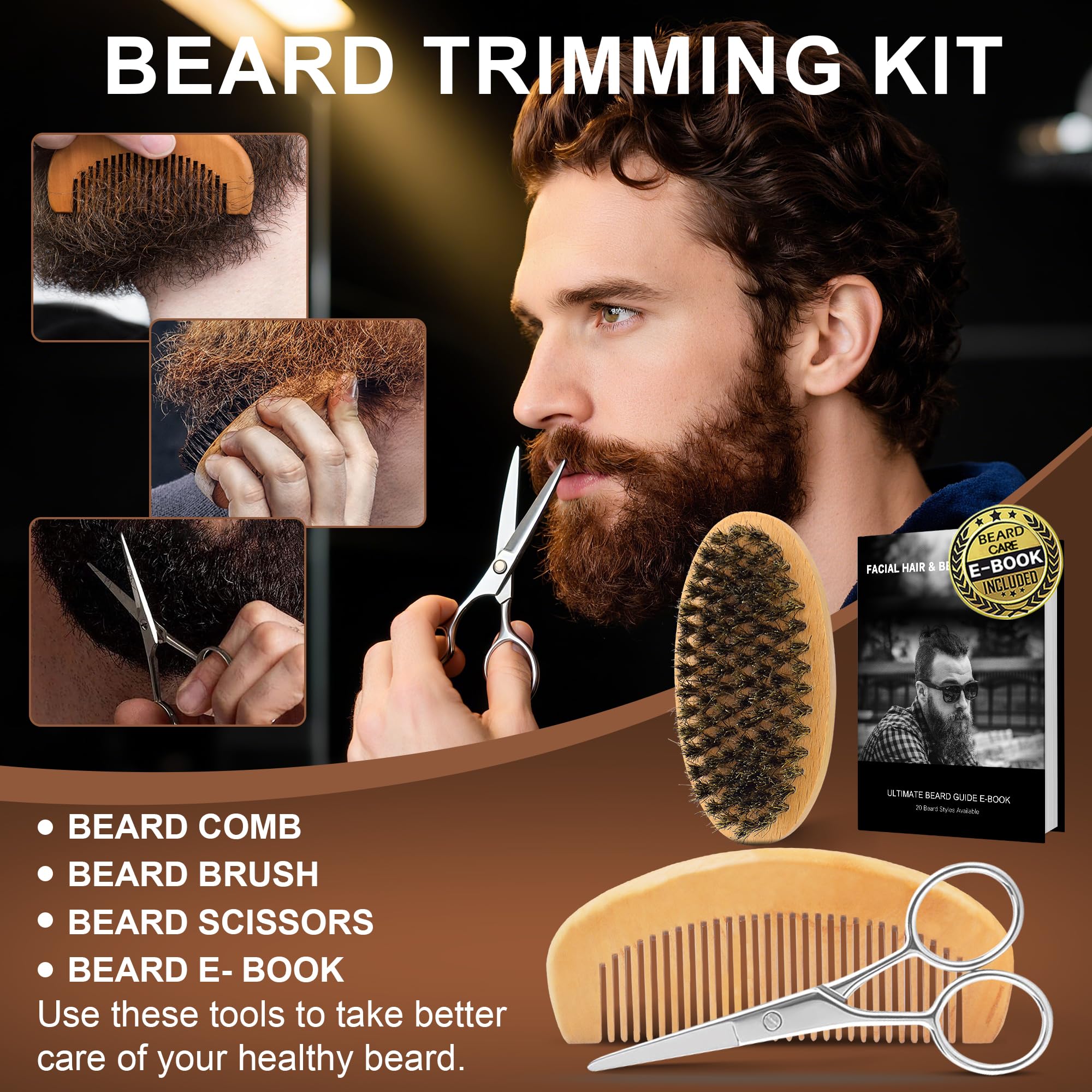 XIKEZAN beard comb image shows precise grooming and styling
