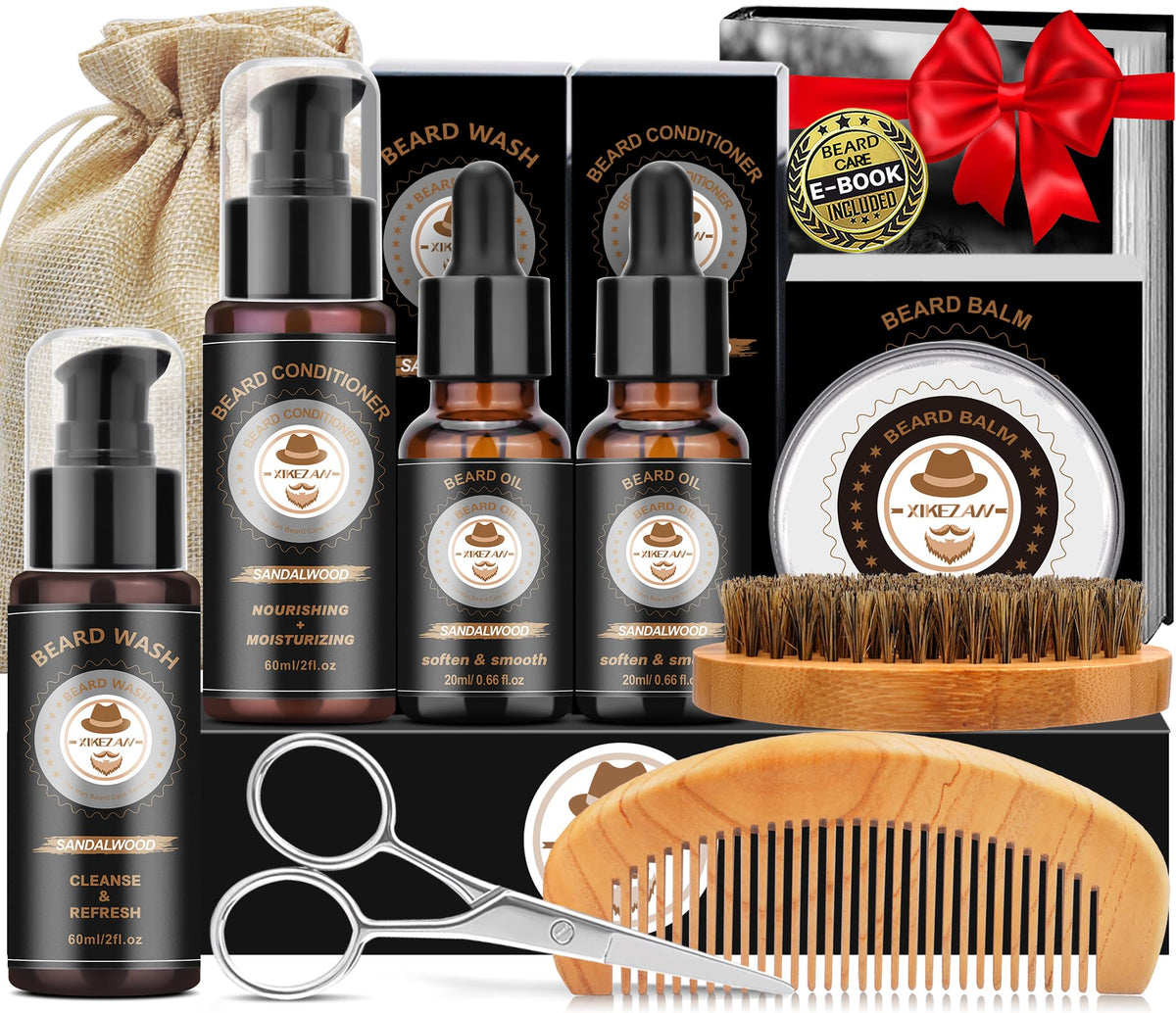 XIKEZAN beard-kit-sandalwood-oil-bottle highlights premium fragrance for daily grooming rituals.