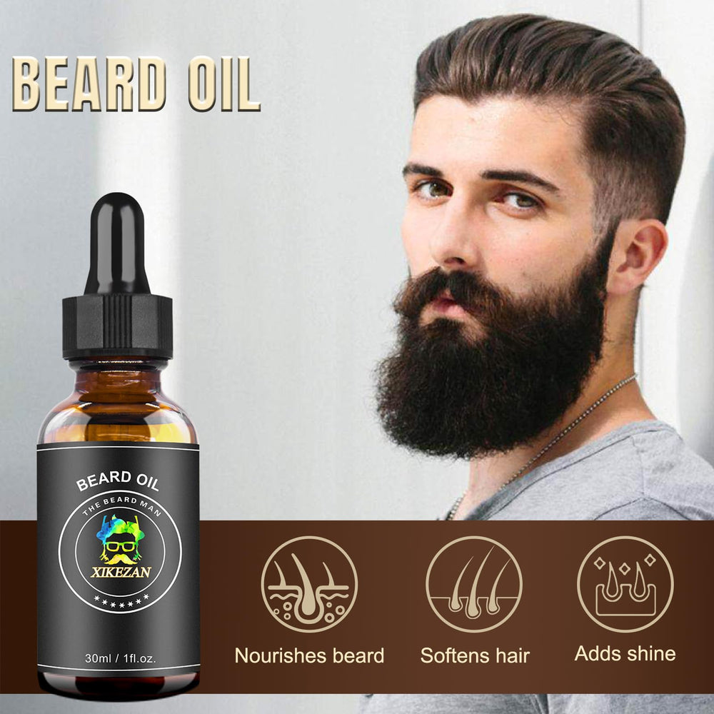 XIKEZAN beard oil bottle displayed for deep nourishment and shine