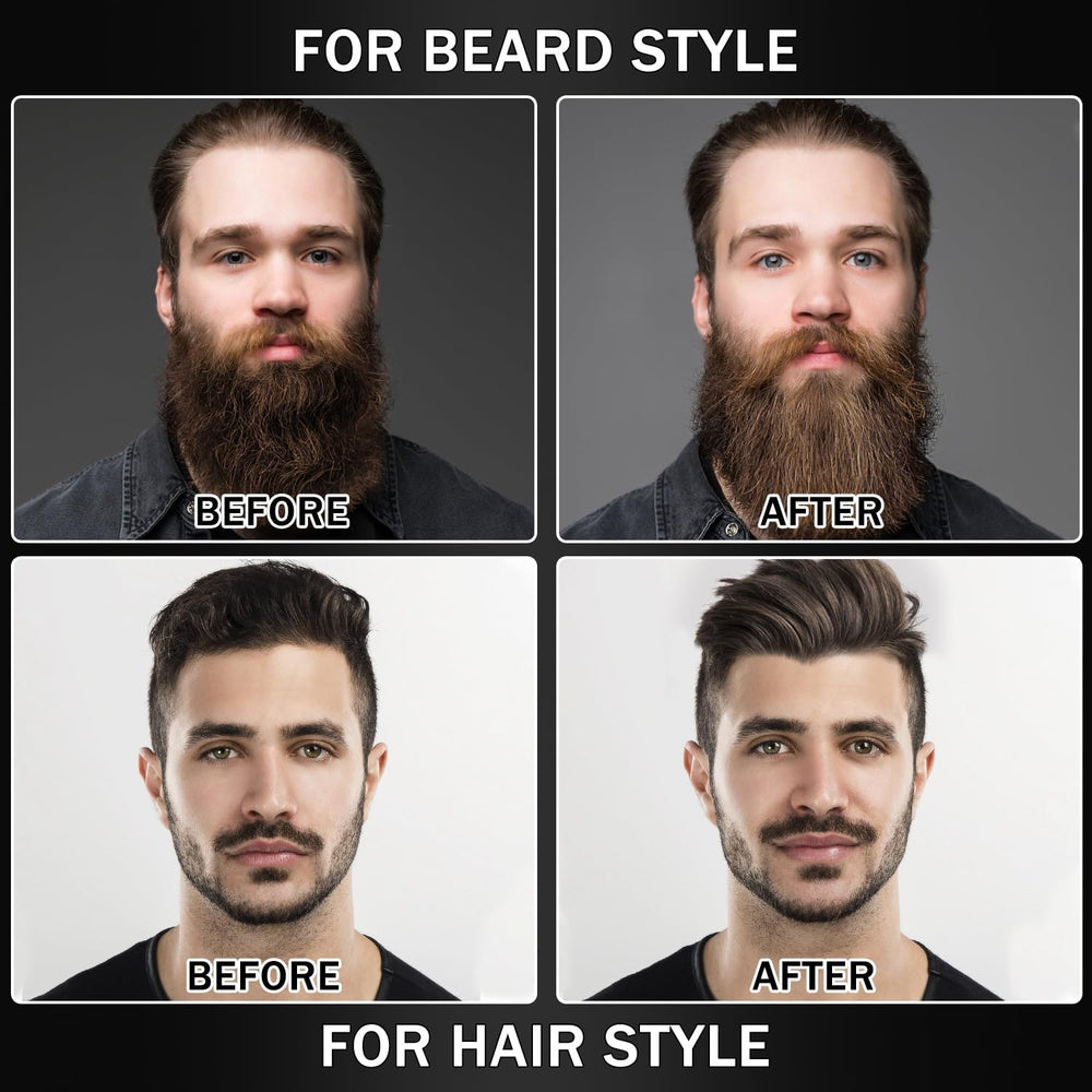 XIKEZAN beard straightener heat settings image shows adjustable temperatures for soft to thick beards.