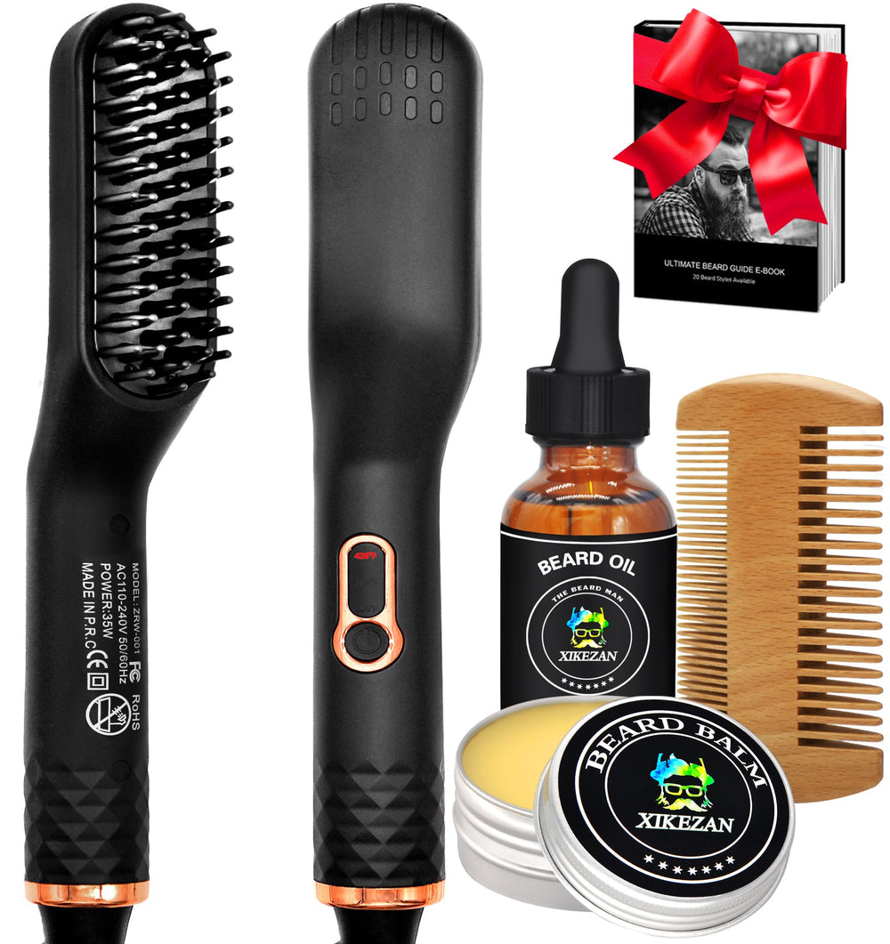 XIKEZAN beard-straightener-kit-front view for quick grooming and all-in-one care