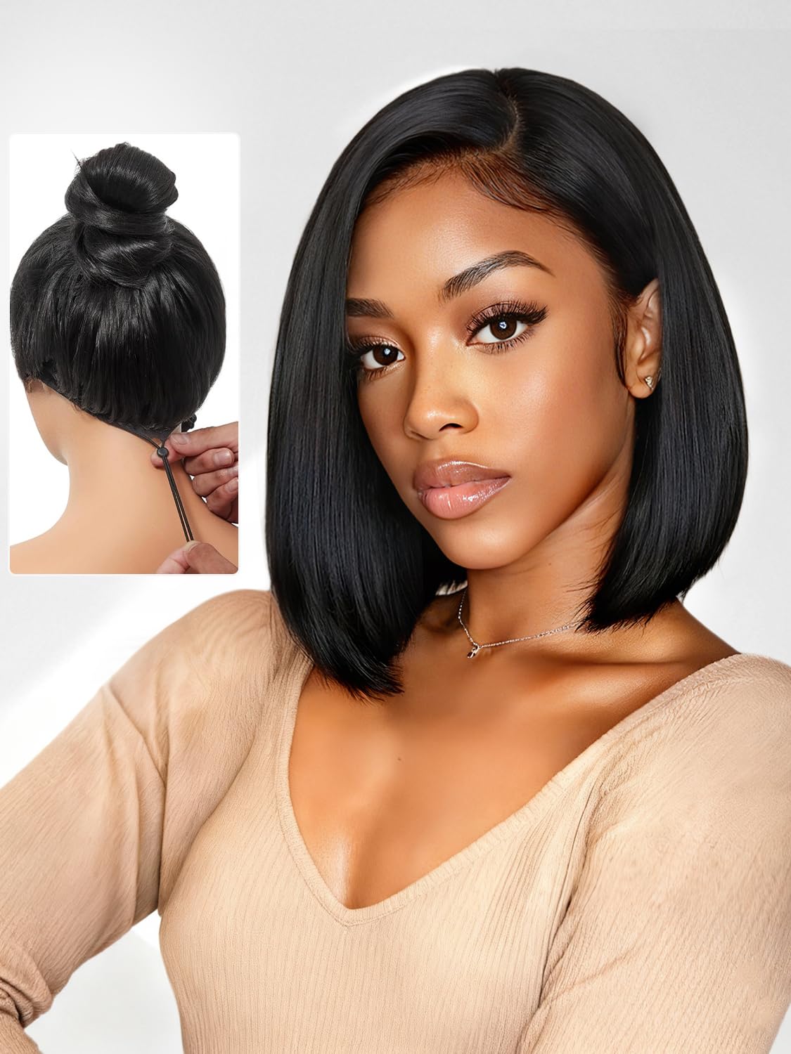 Xinjiju Bob wig wear-and-go glueless design for busy mornings.