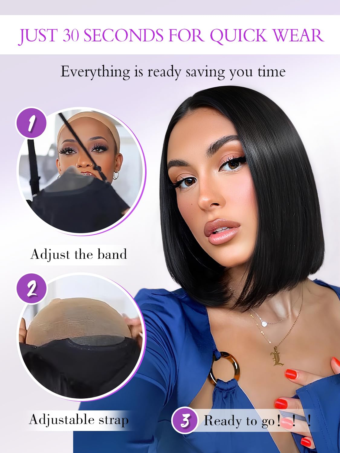 Xinjiju human hair glueless wig texture is soft and easy to style.