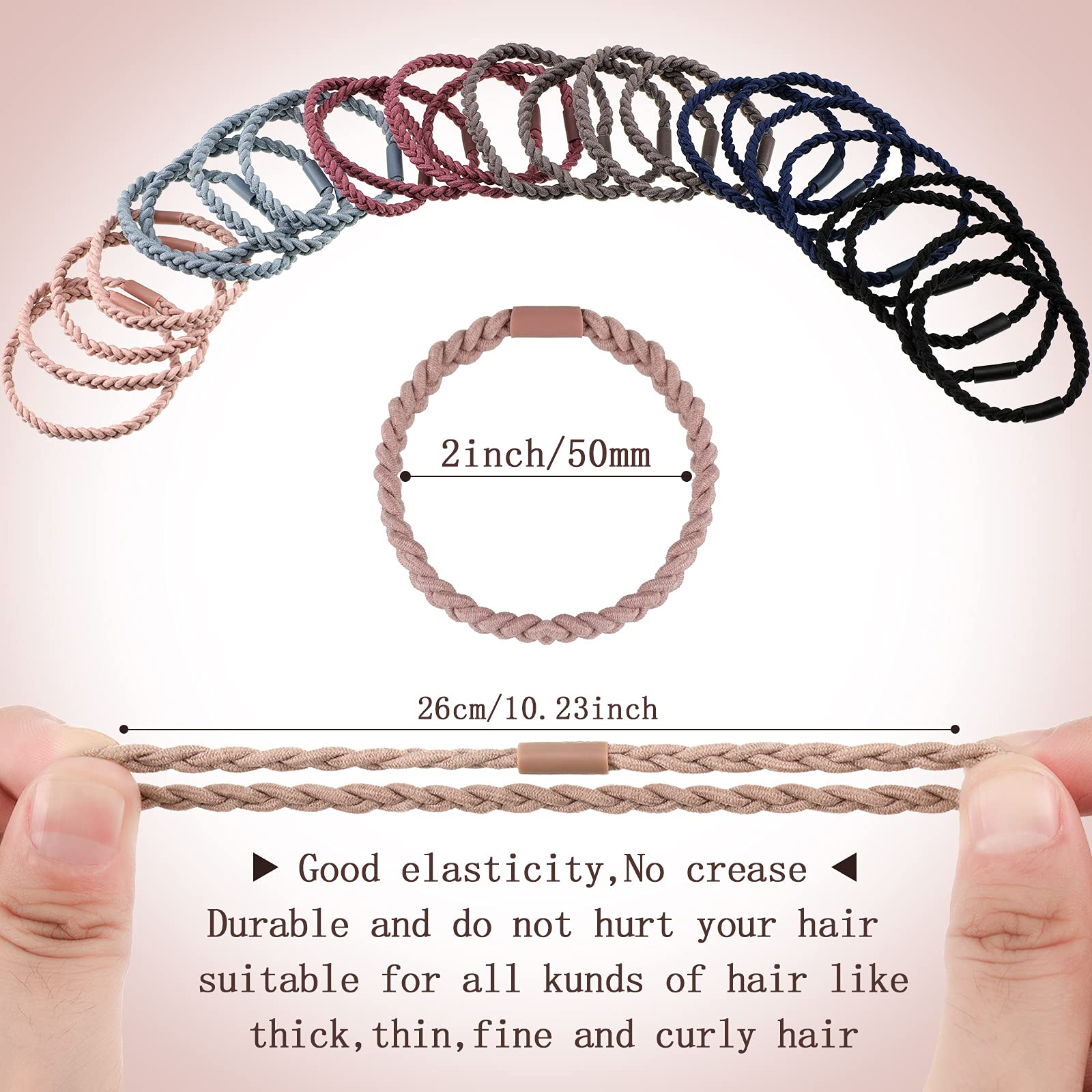 Xinnun multicolor hair ties highlight versatile styling options and color matching.