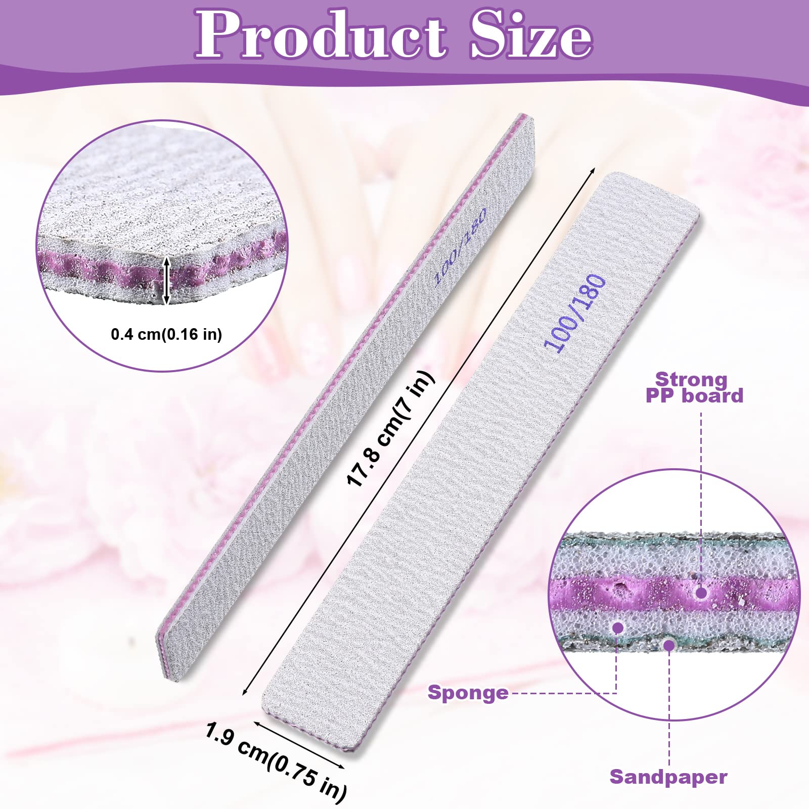 Xinnun nail files 100/180 grit for efficient shaping and smoothing
