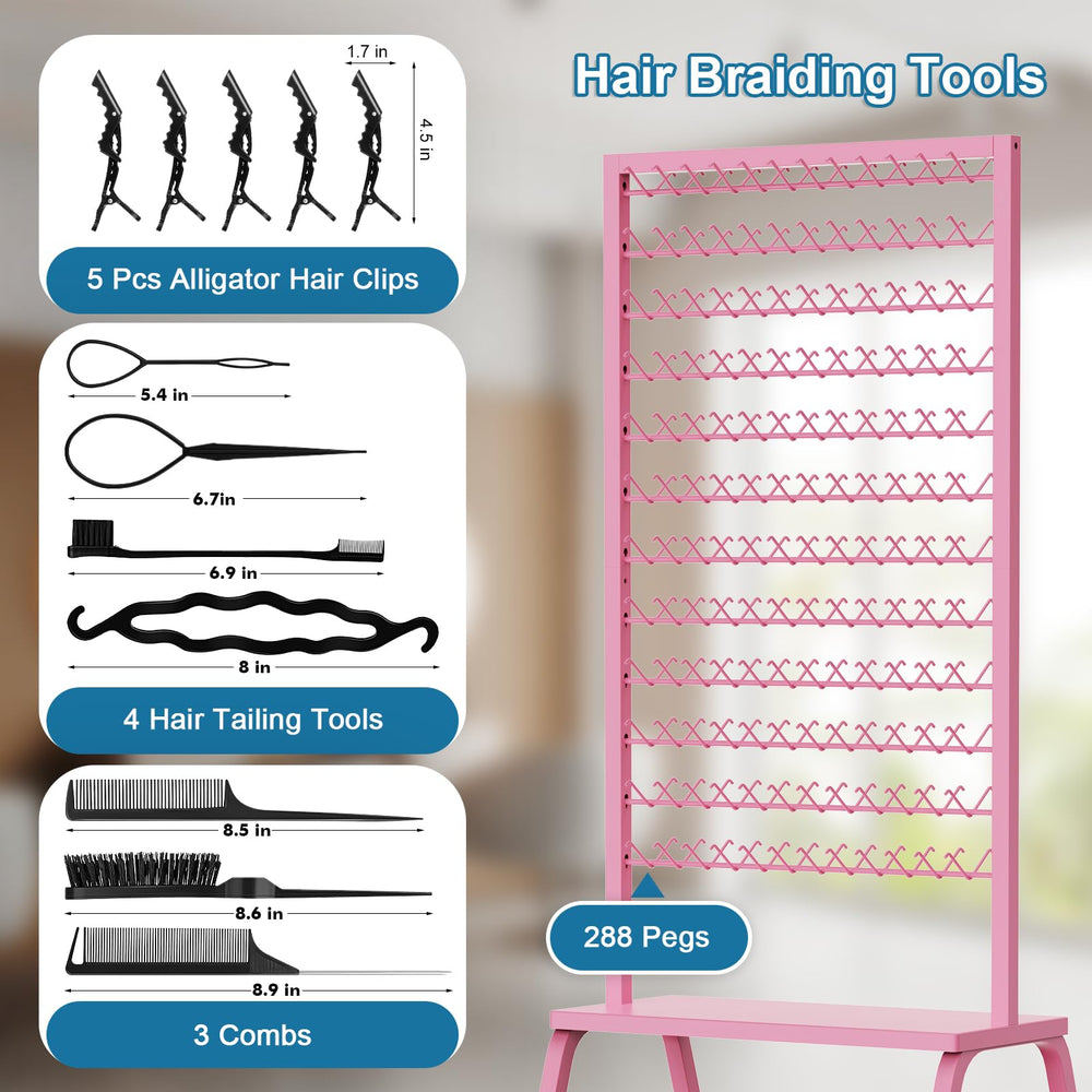 XINTUO multi-tier peg system separates extensions to prevent tangling during braiding.
