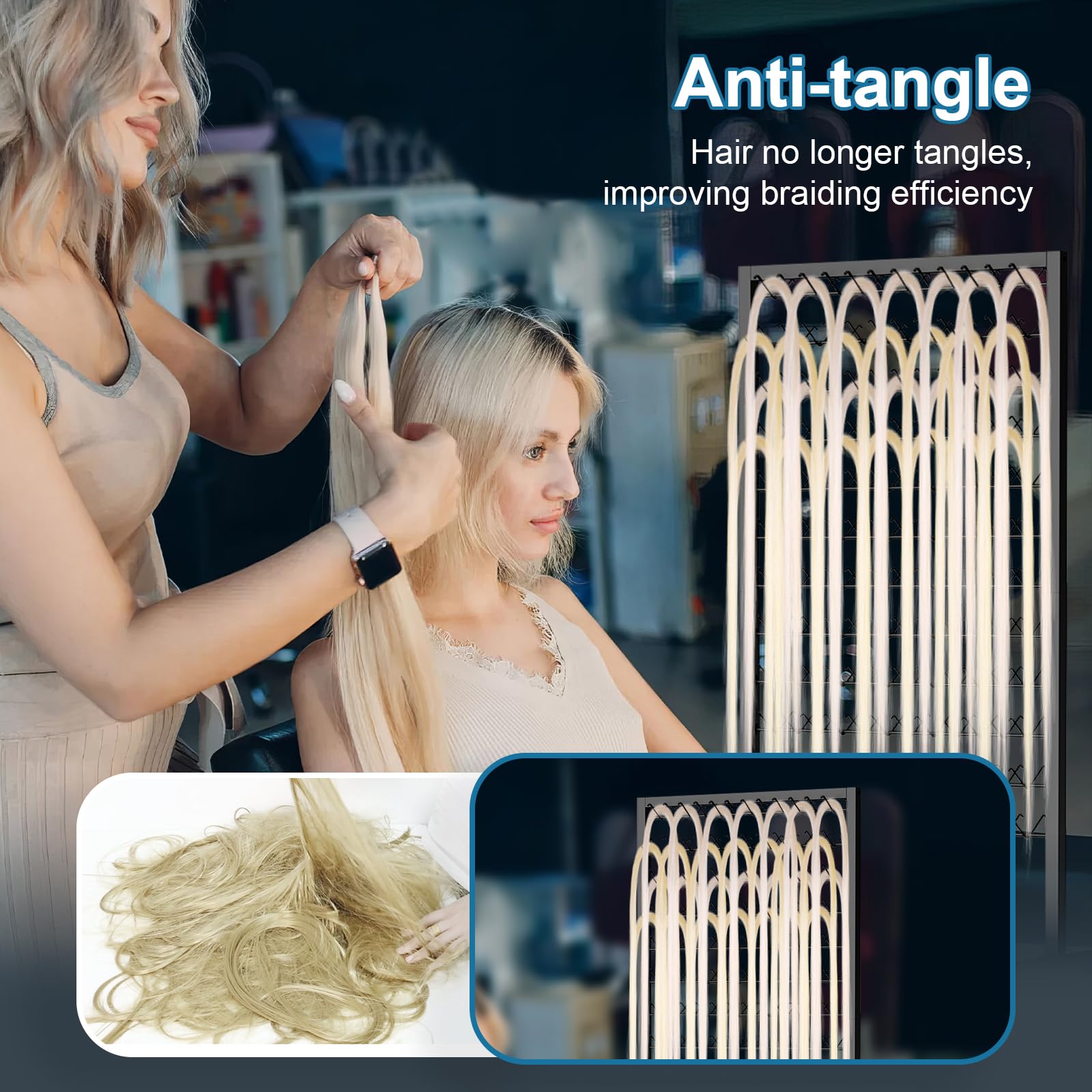 XINTUO two-sided peg system keeps hair extensions organized and tangle-free.