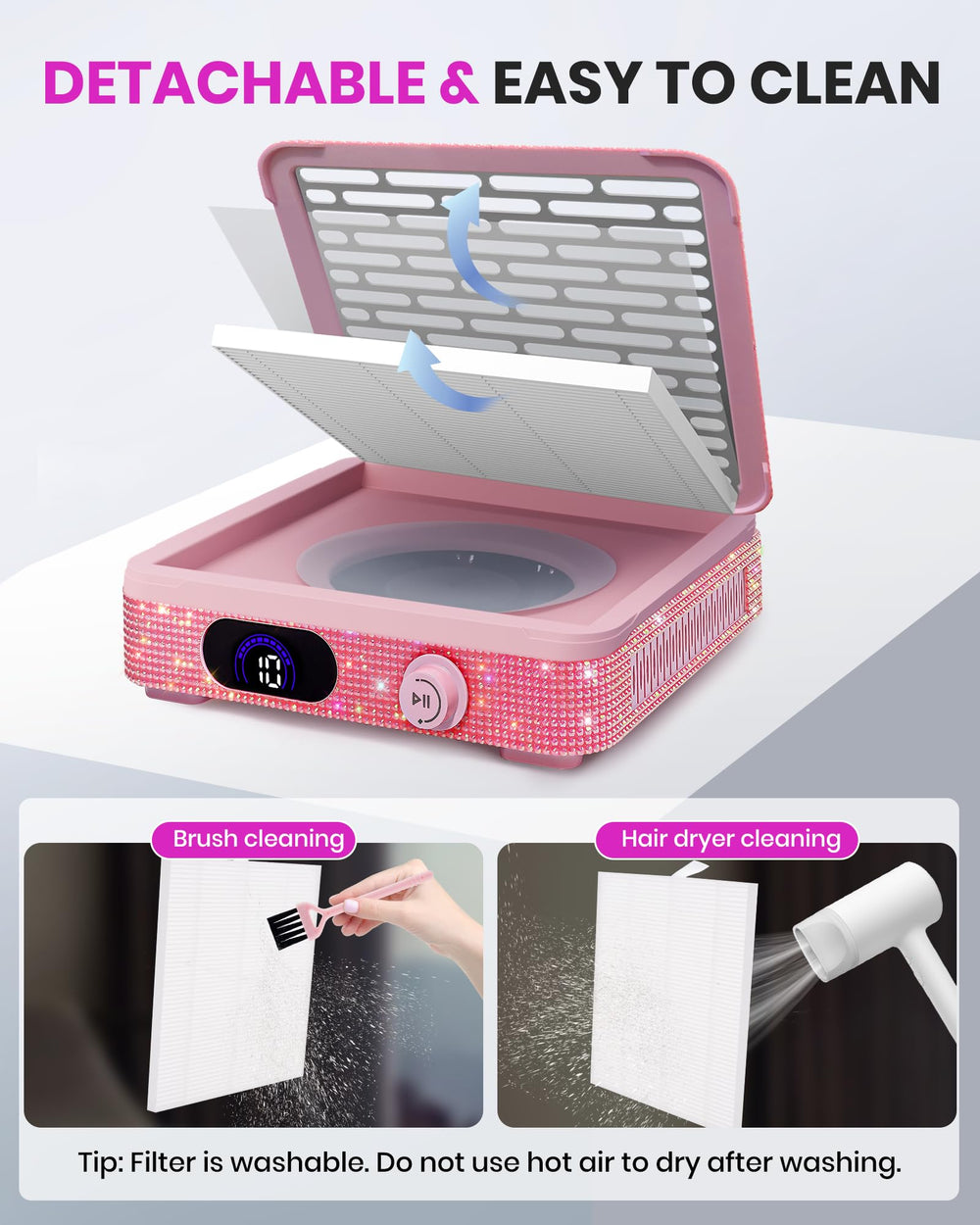XISZMOG nail dust collector low-noise operation for comfortable salon sessions.