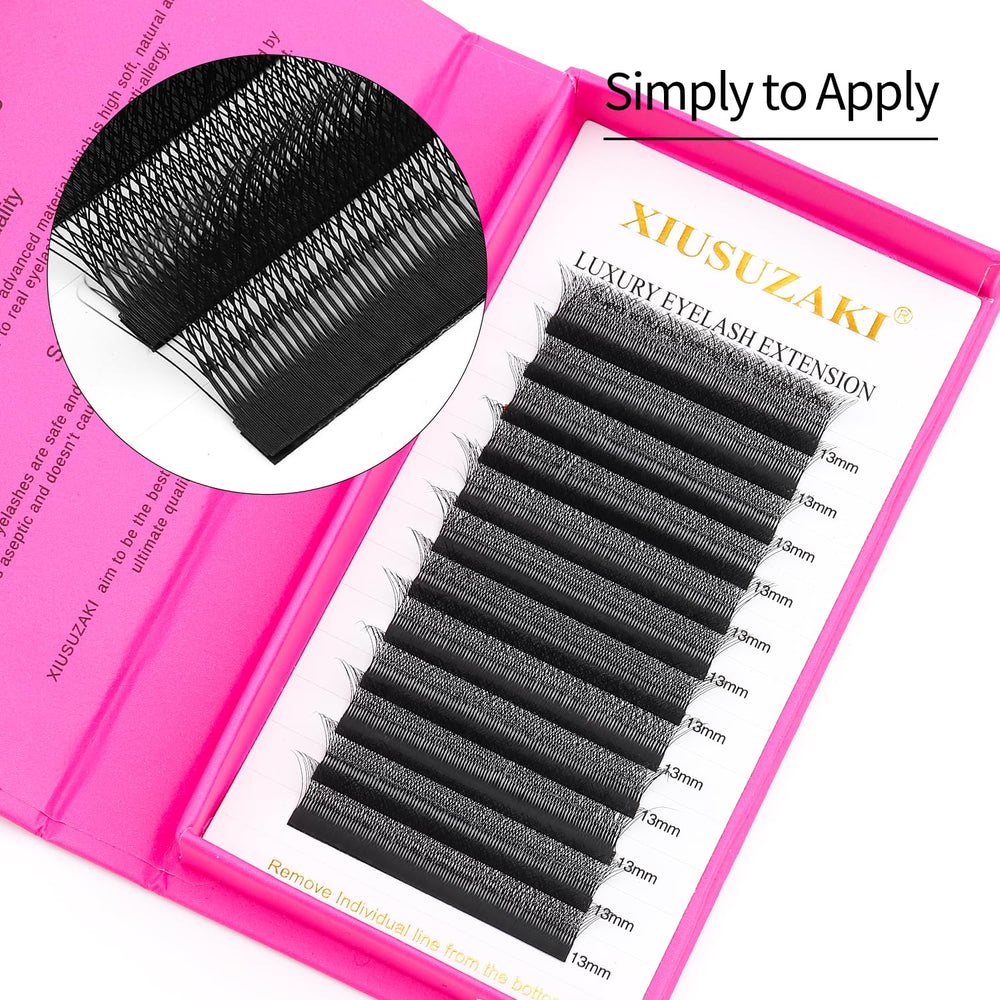 XIUSUZAKI mixed-lengths tray close-up supports layered lash looks.