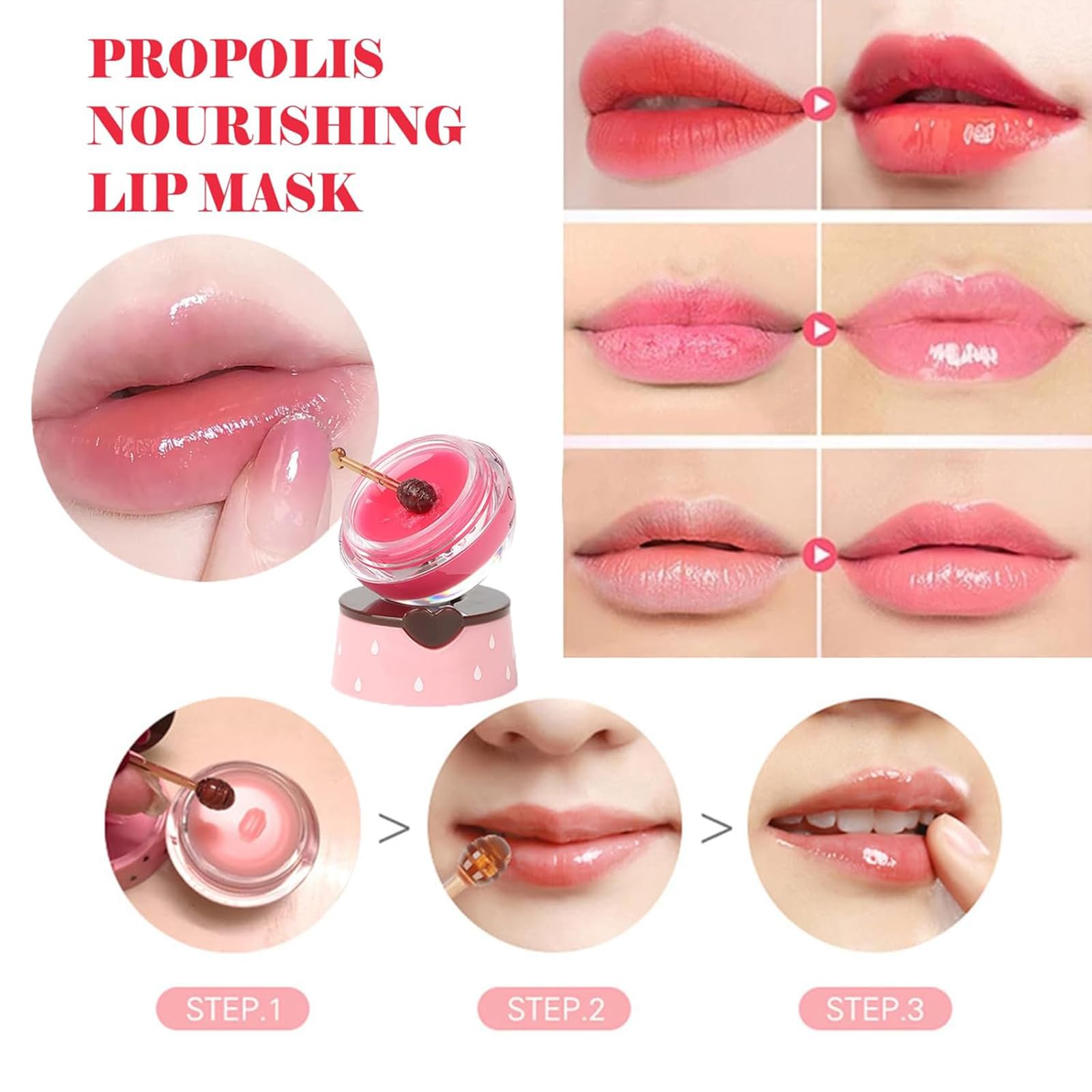 Xiuxixu lip sleeping mask at night demonstrates repair-ready lips by morning.