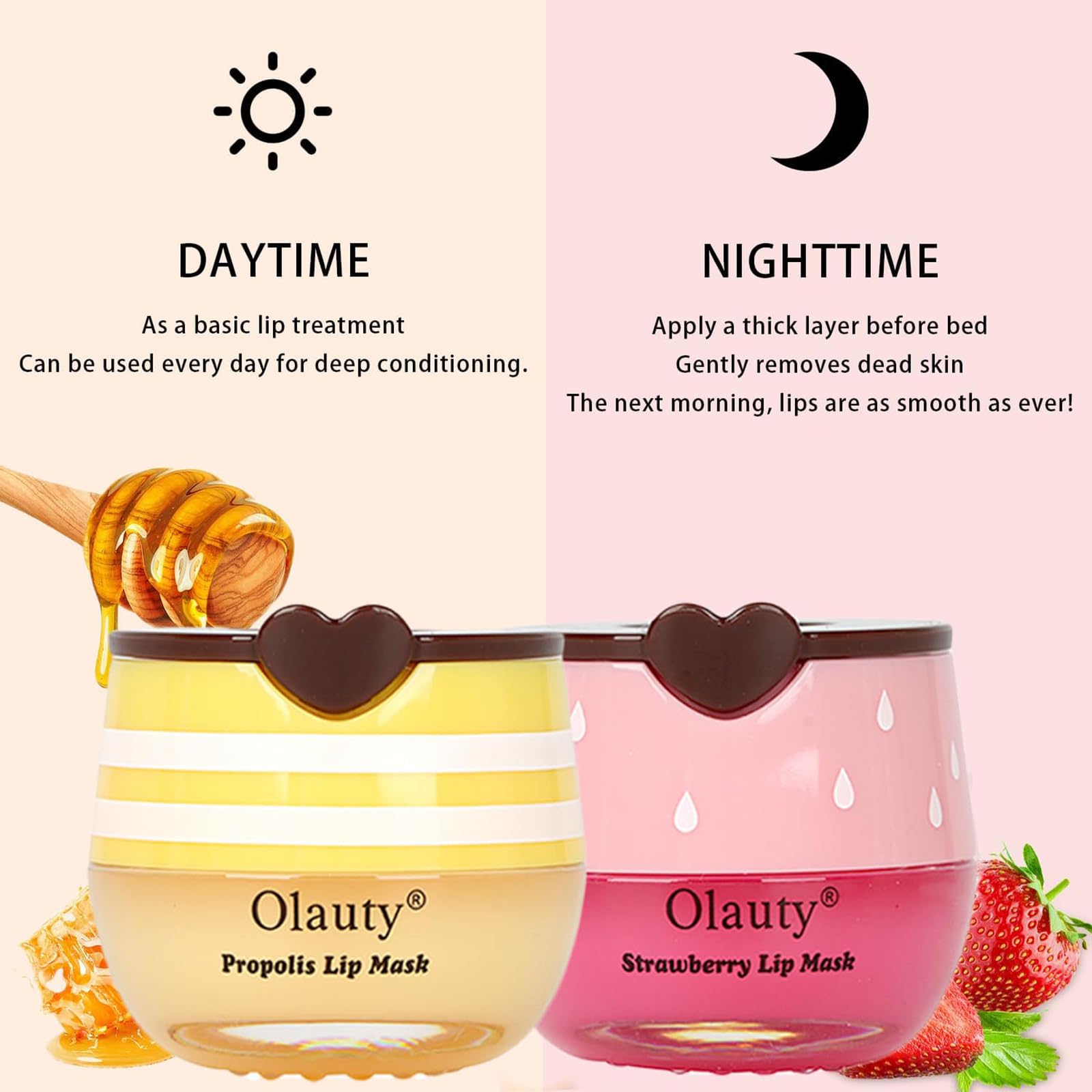 Xiuxixu Strawberry fruit extract lip balm adds hydrating flavor notes.
