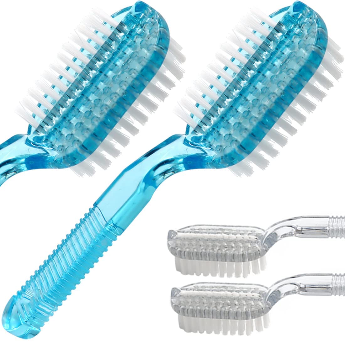 Xjinmin handle-grip fingernail brush top view showing ergonomic design for easy cleaning