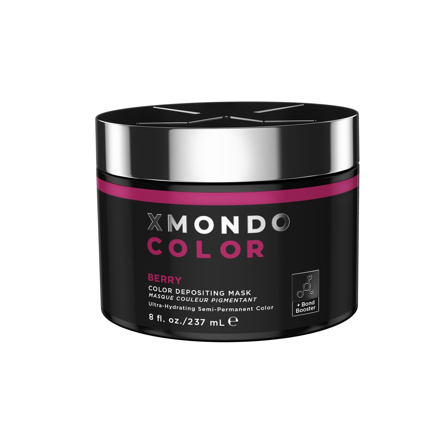 XMONDO Color Berry Mask dye bottle closeup showing vibrant pigment deposit for color-loving hair