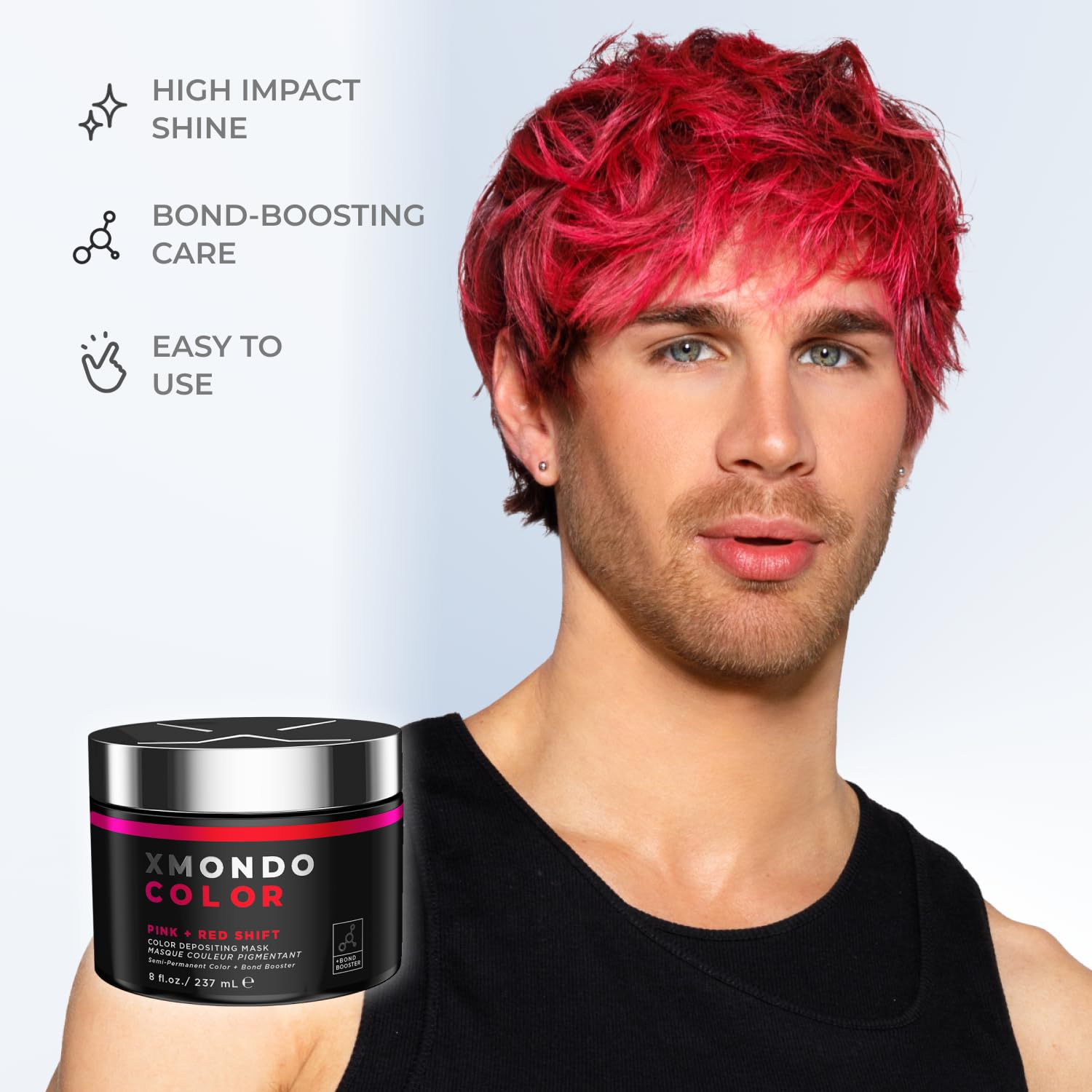 Before and after look with XMONDO color shift on hair base