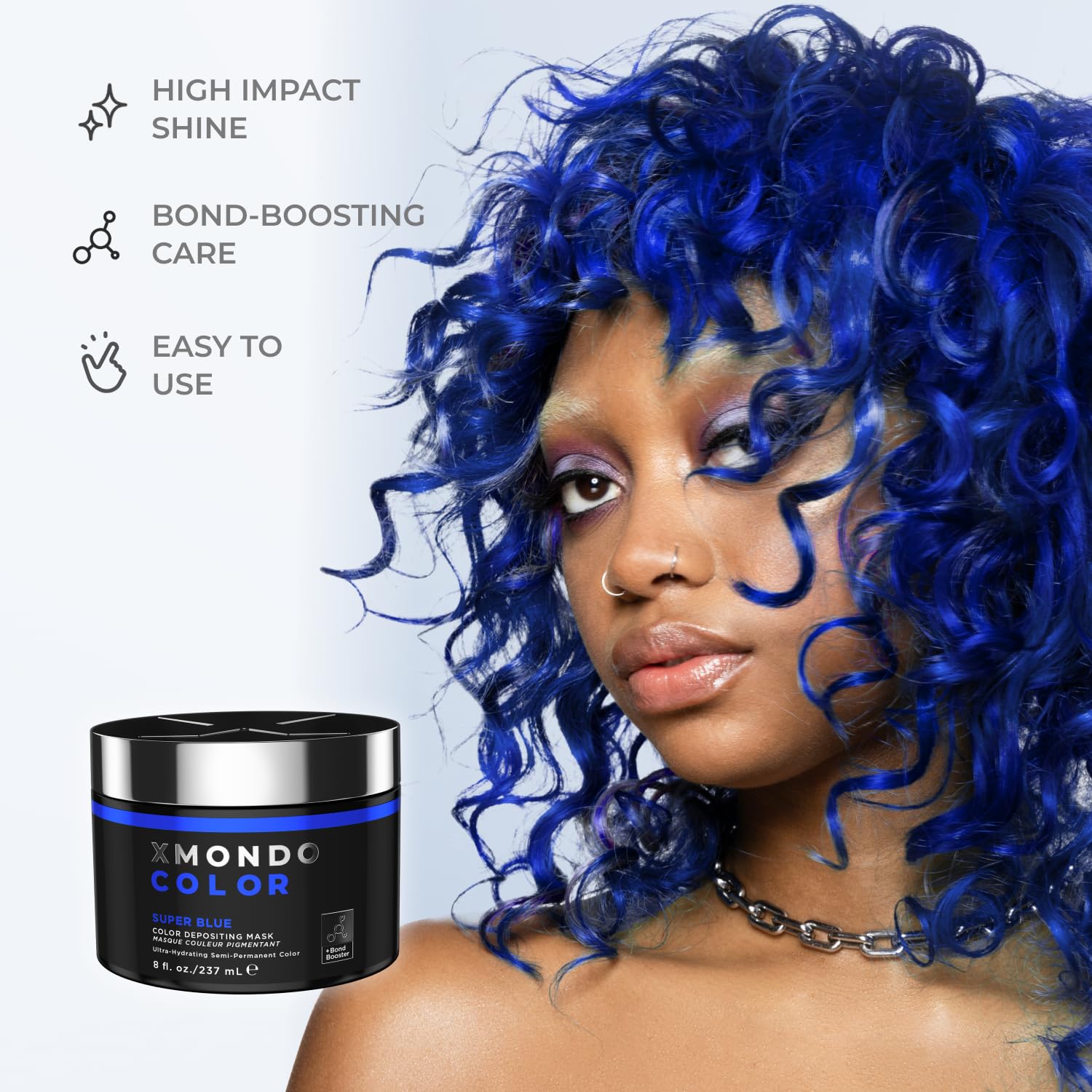 XMONDO Color Super Blue Mask contains hyaluronic acid to help retain moisture.