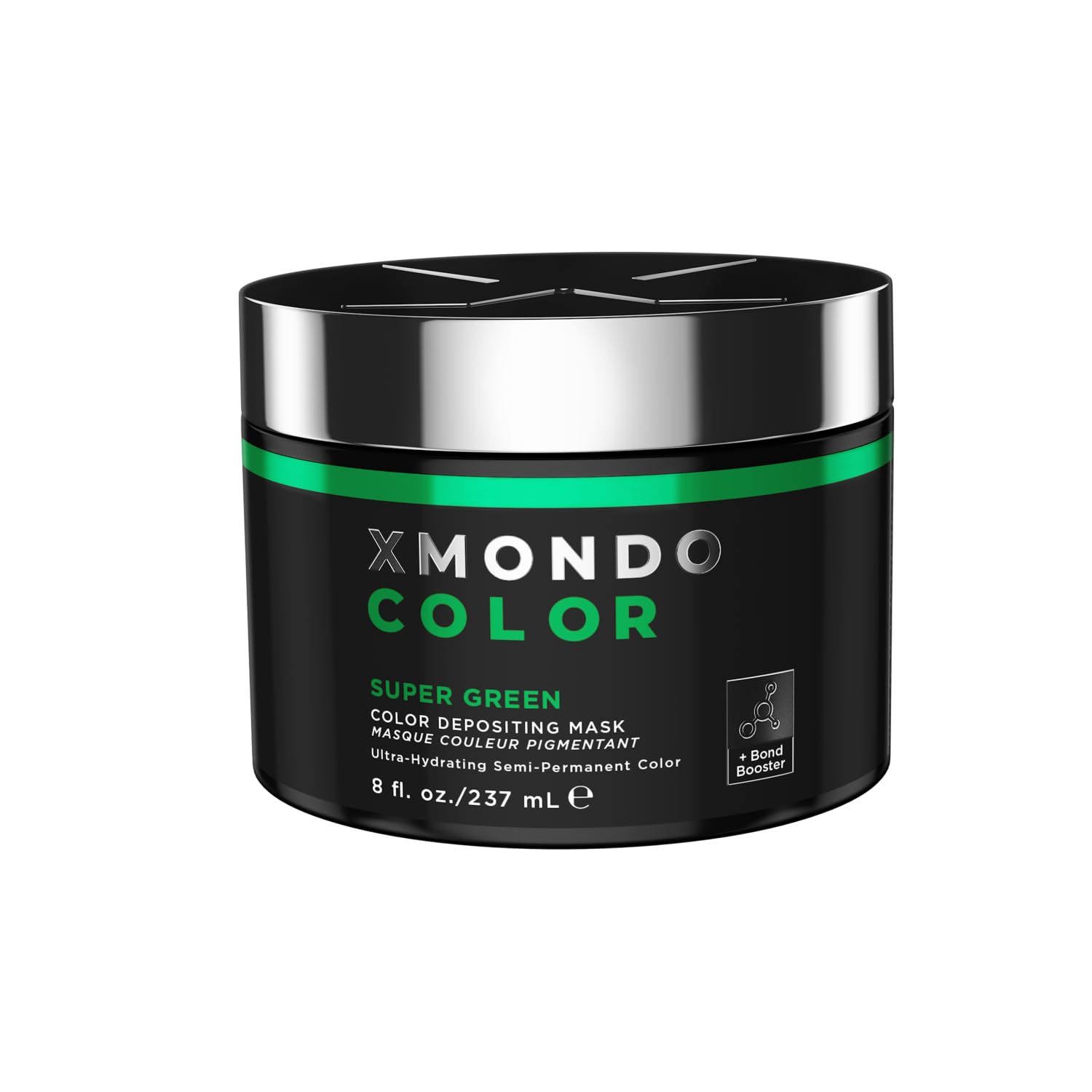 XMONDO Color Super Green deposit mask bottle delivers vibrant pigment and hydration.
