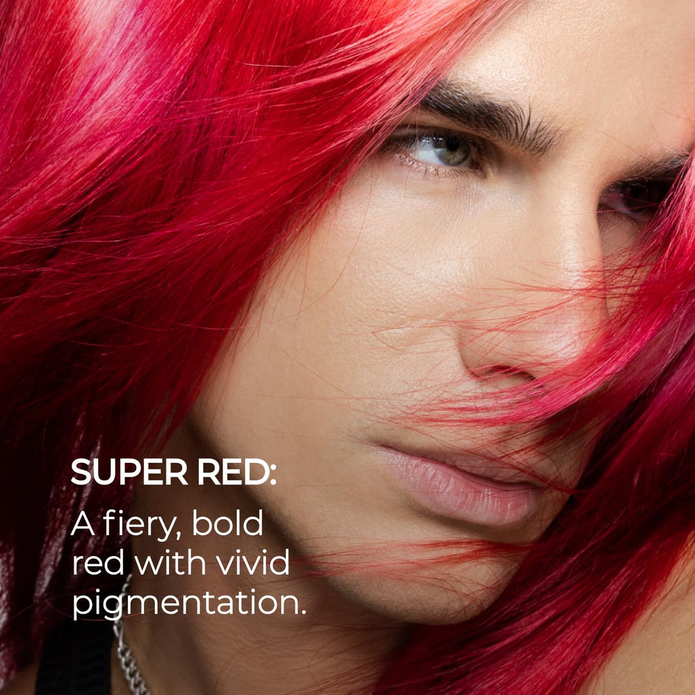 XMONDO Color Super Red on blonde hair demonstrates true-tone payoff on light bases.