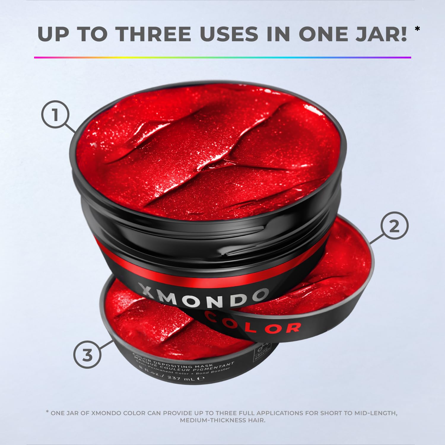 XMONDO Color Super Red 8 oz packaging highlights vegan, cruelty-free formula.