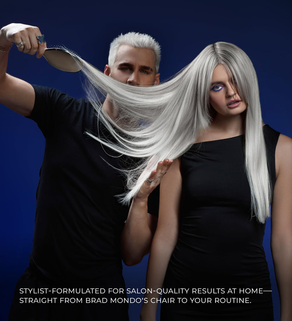 XMONDO pairing with Supernova Blonde Toning Shampoo on vanity.