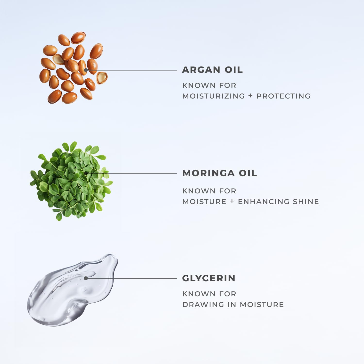 XMONDO Moringa and Argan blend visual focus on nourishing properties.