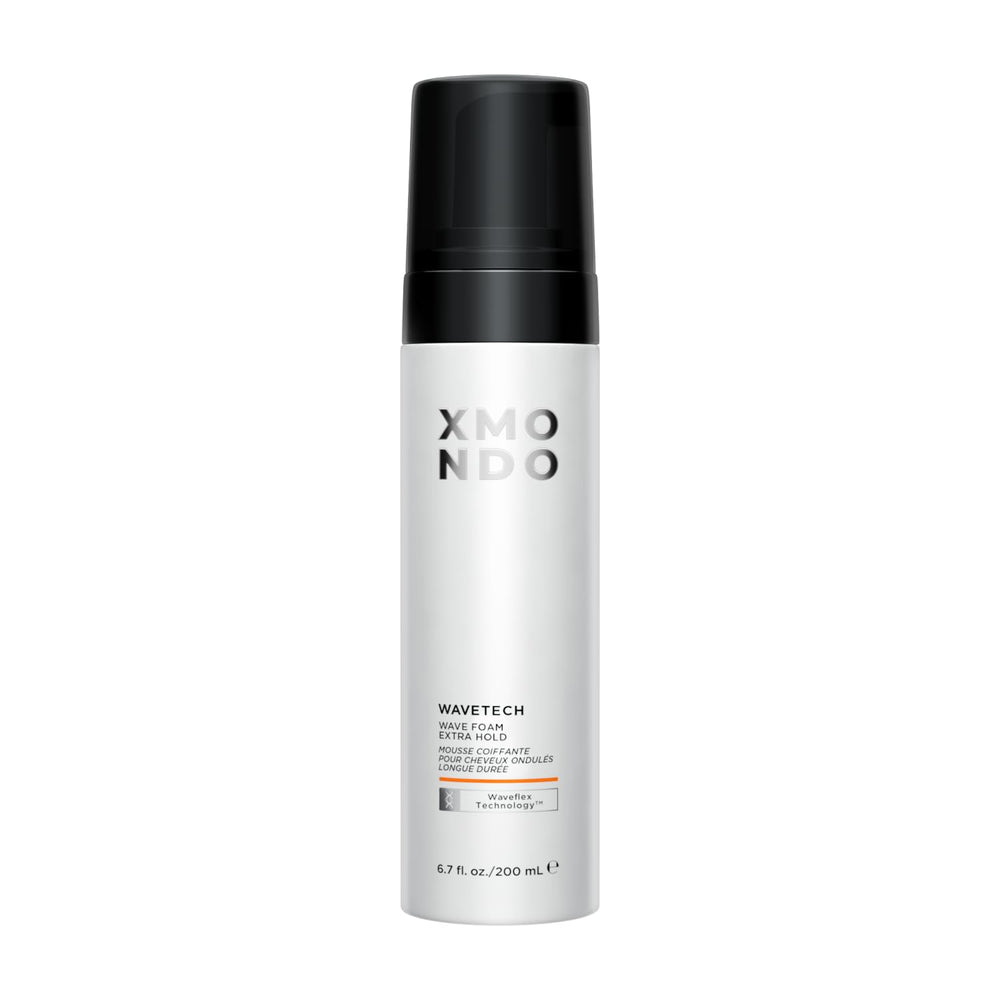 XMONDO Hair Wavetech extra-hold bottle promises targeted frizz control.